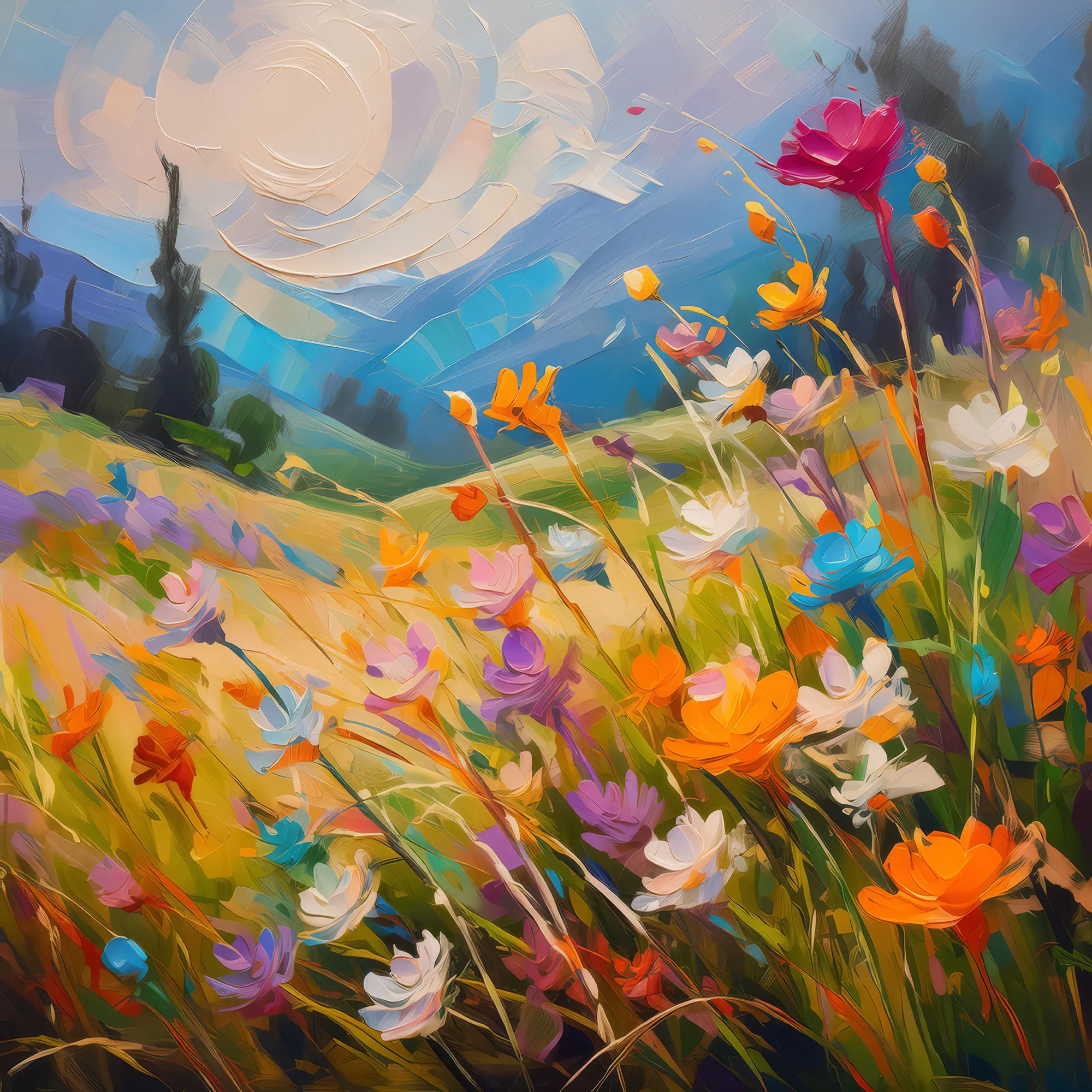 Painting: Grassland Wildflower Ballet