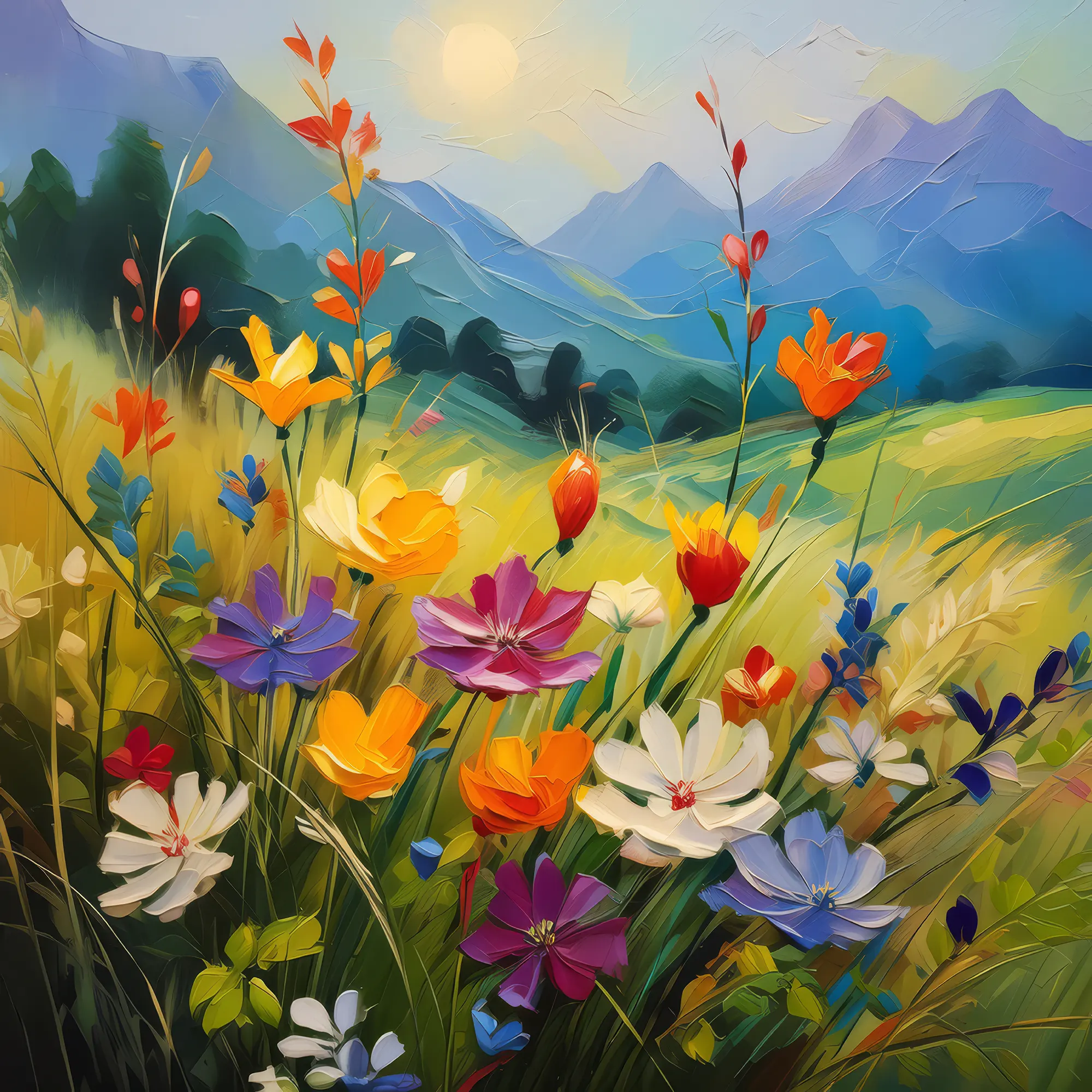 Painting: Grassland Wildflower Brush Strokes