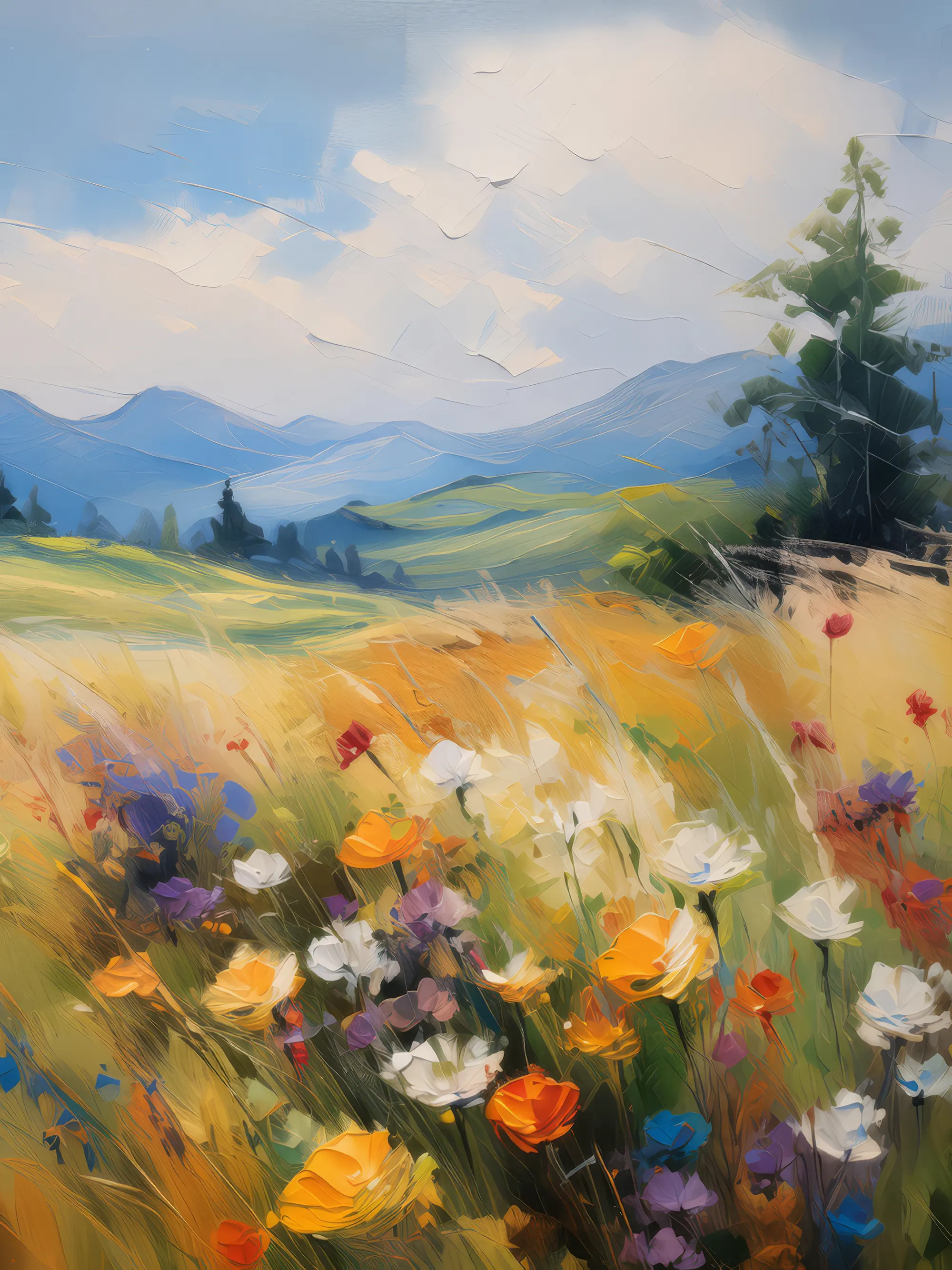 Painting: Grassland Wildflower Impressionism