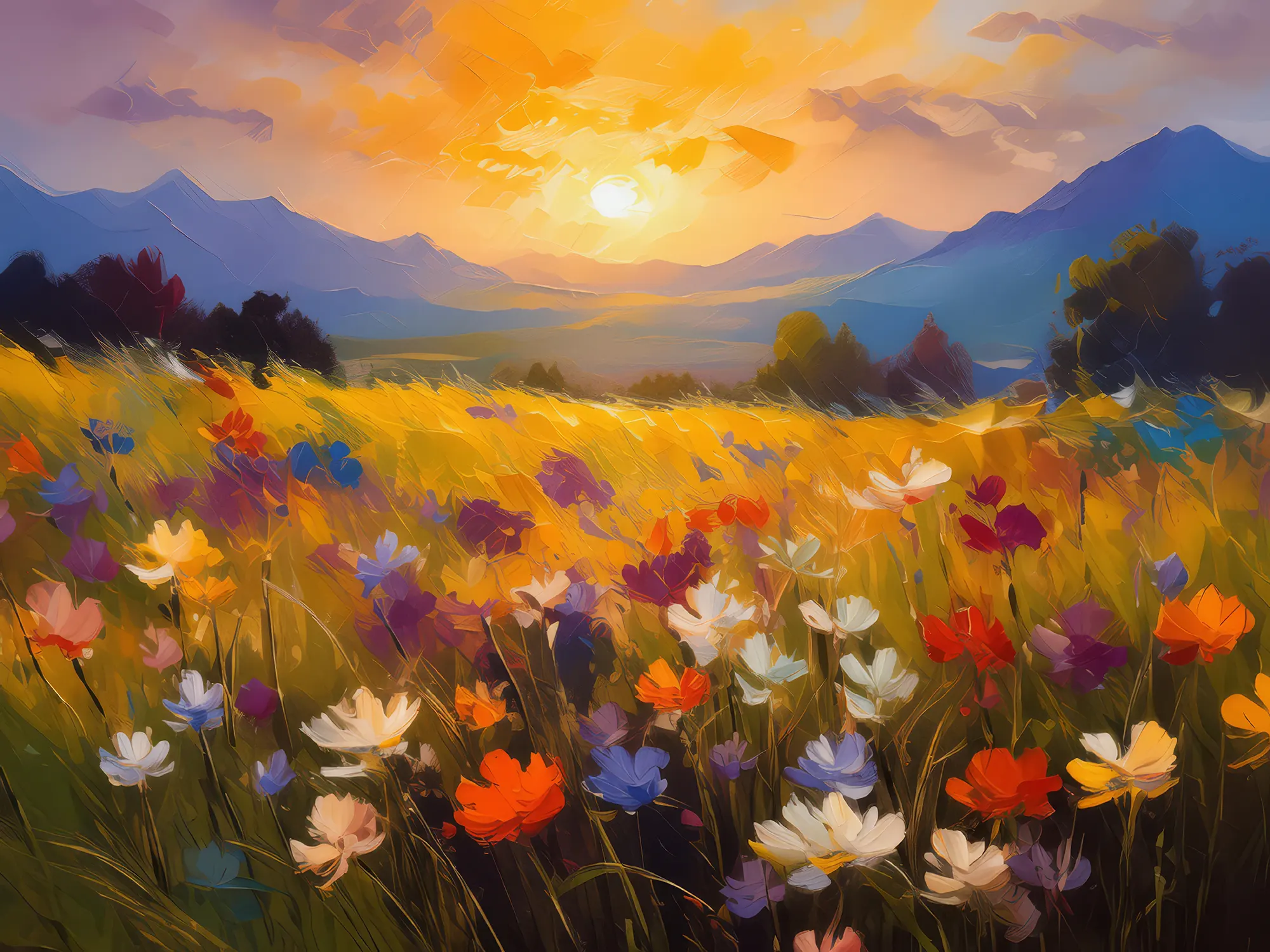 Painting: Grassland Wildflower Sunrise