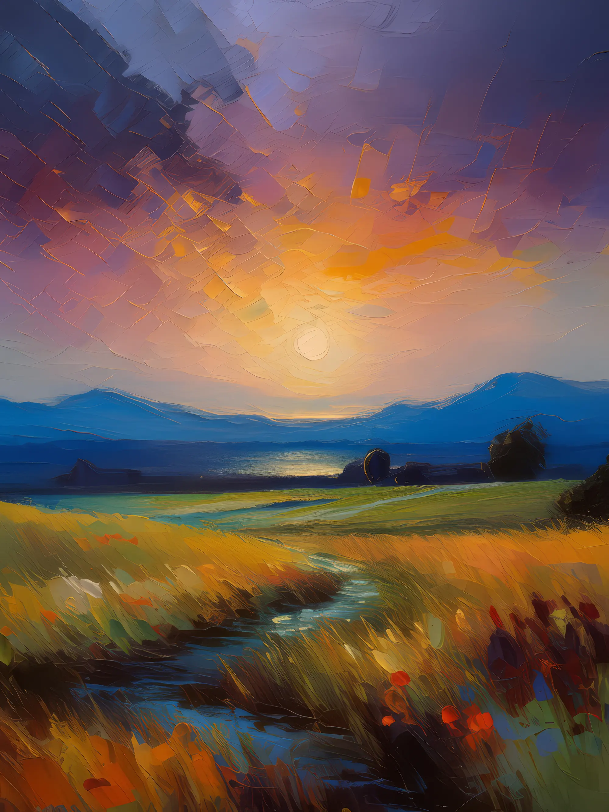 Painting: Grassland at Twilight