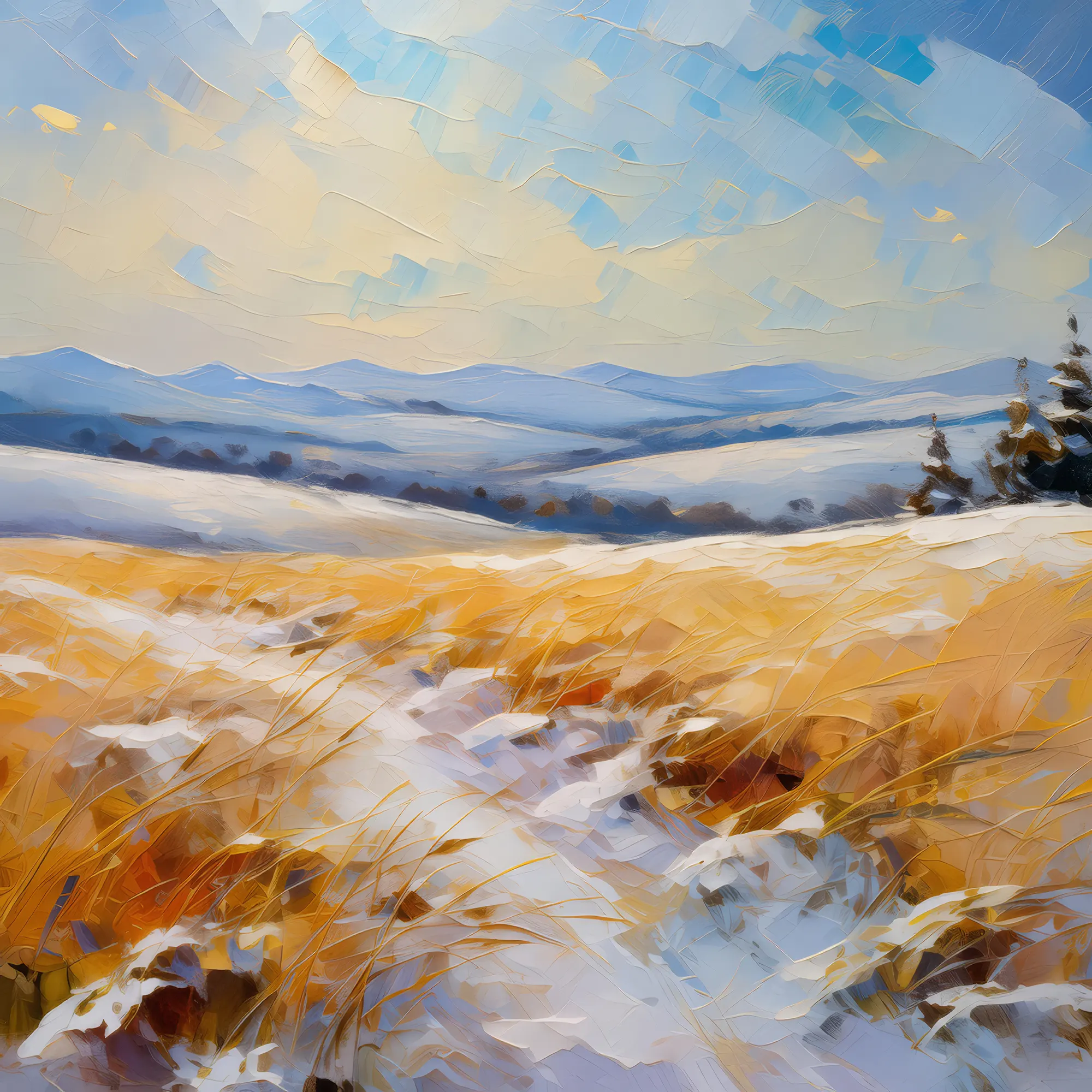 Painting: Grassland under Winter Snow