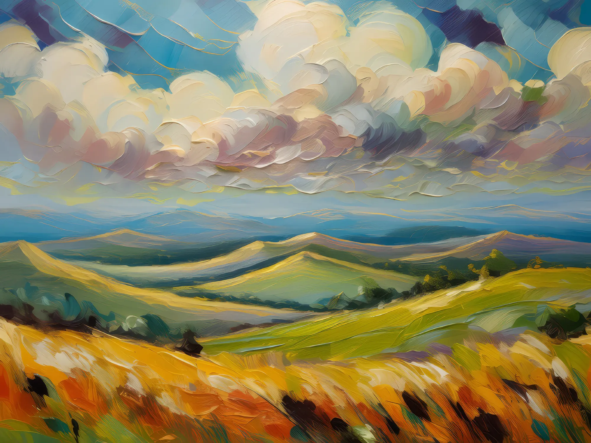 Painting: Grassland with Rolling Hills