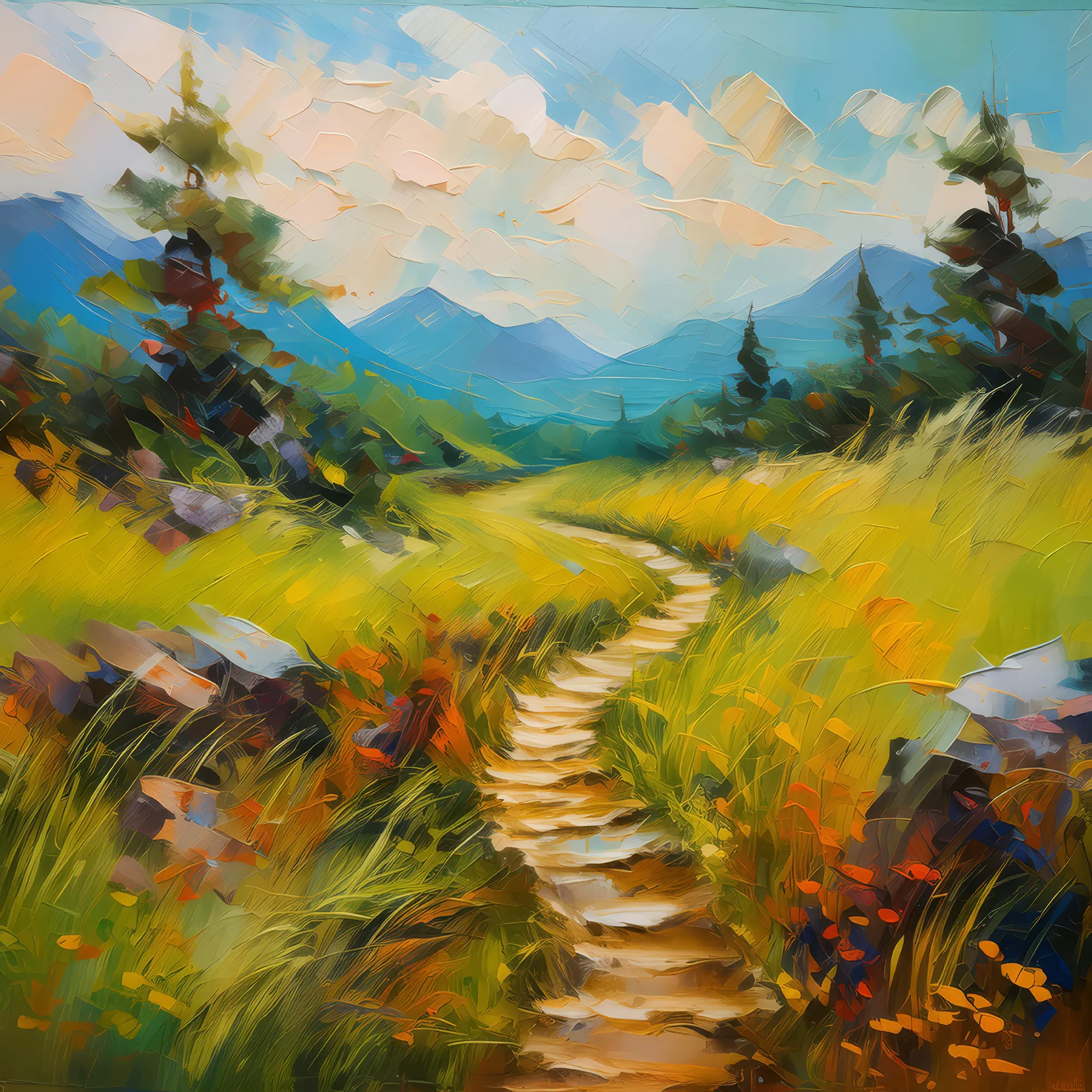 Painting: Grassland with Wandering Path