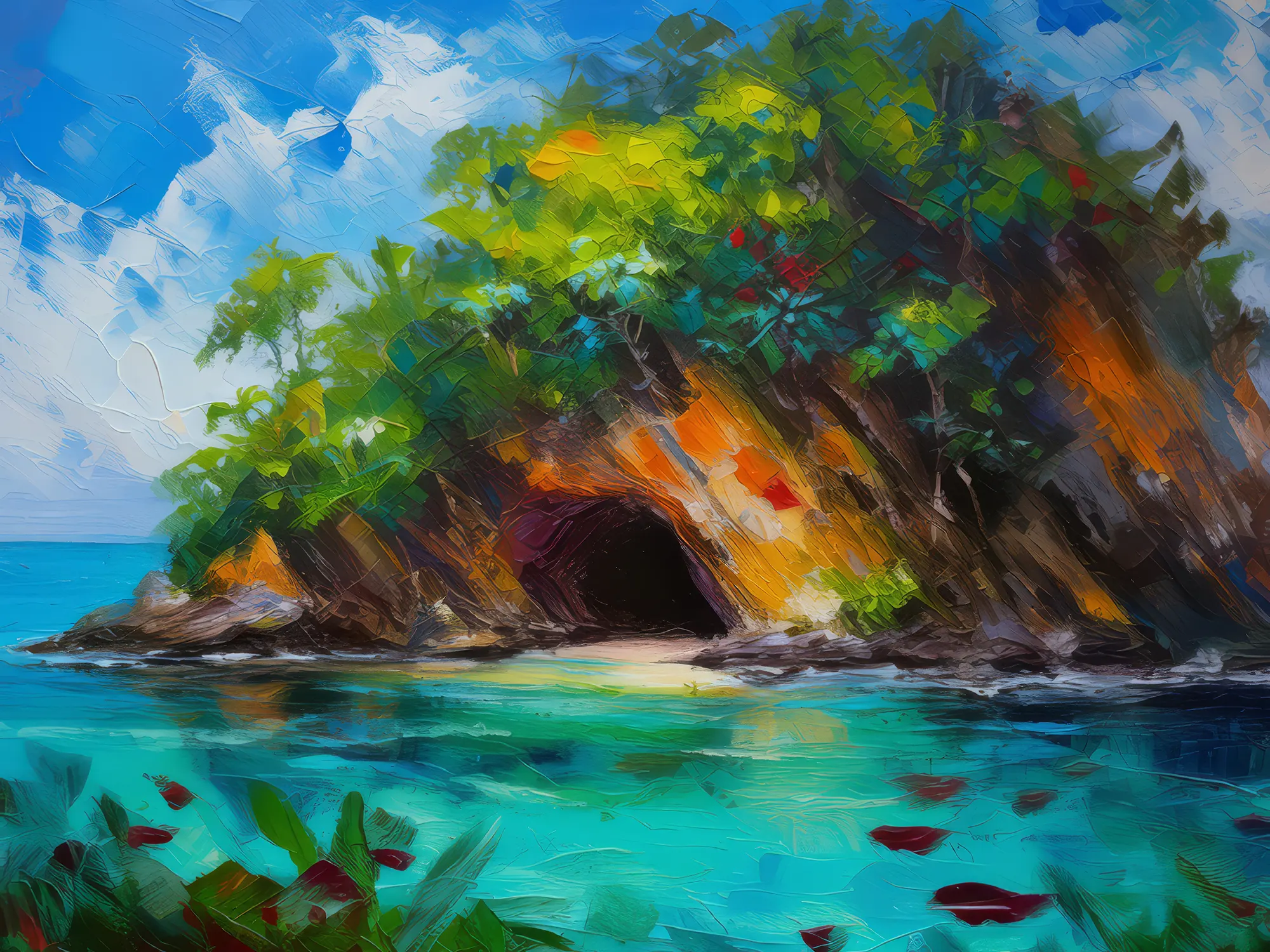 Painting: Hidden Cave Island