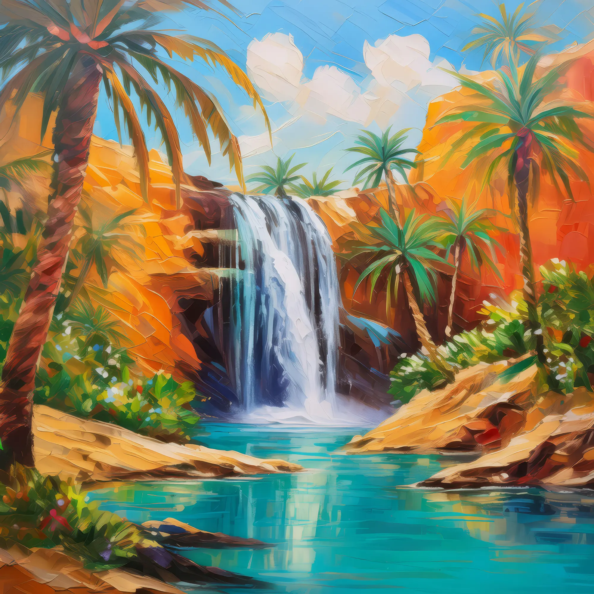 Painting: Hidden Oasis Waterfall