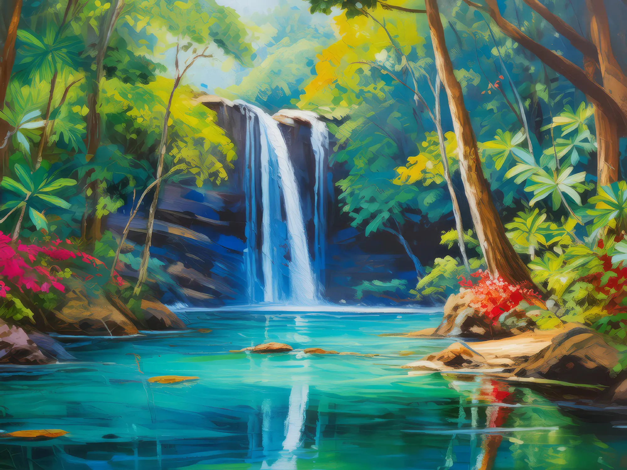 Painting: Hidden Waterfall Retreat