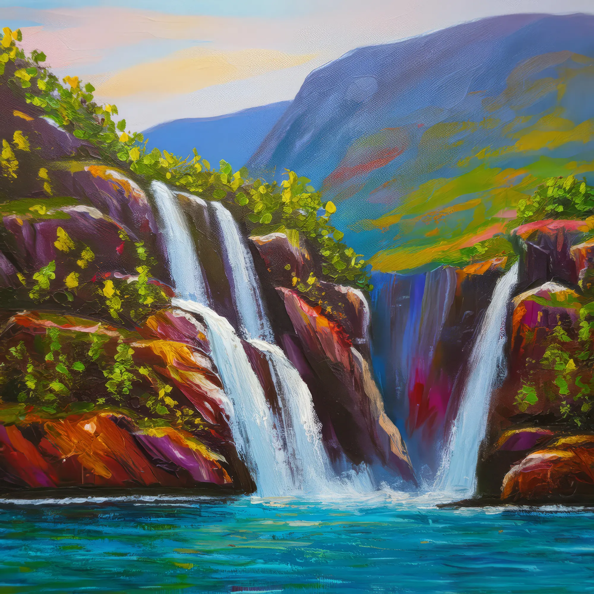 Painting: Hidden Waterfalls of the Fjord