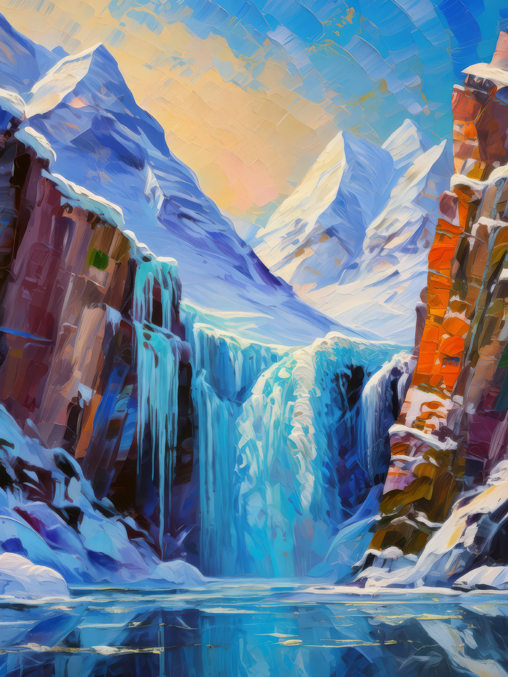 Painting: Ice-Covered Cliffs