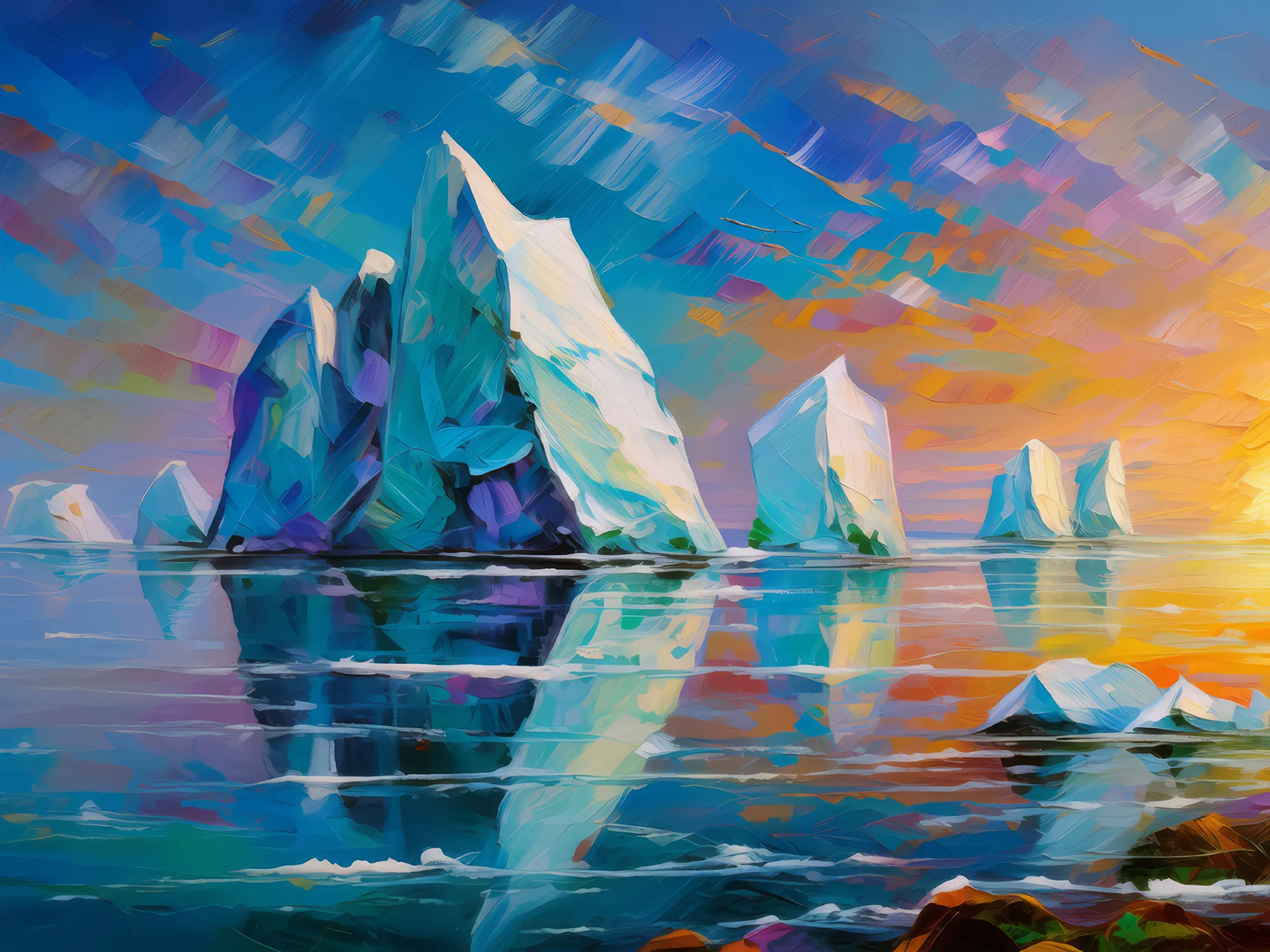 Painting: Iceberg Reflections