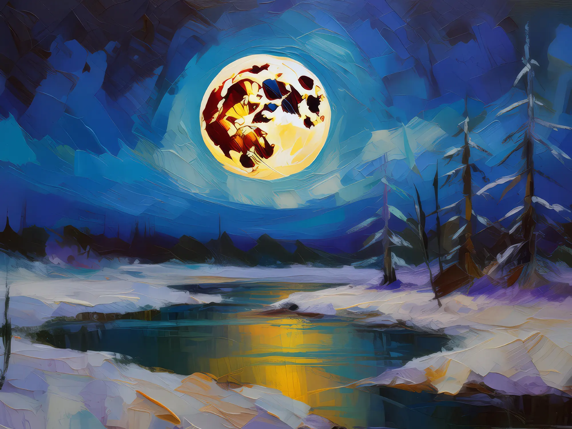 Painting: Icy Desert Full Moon