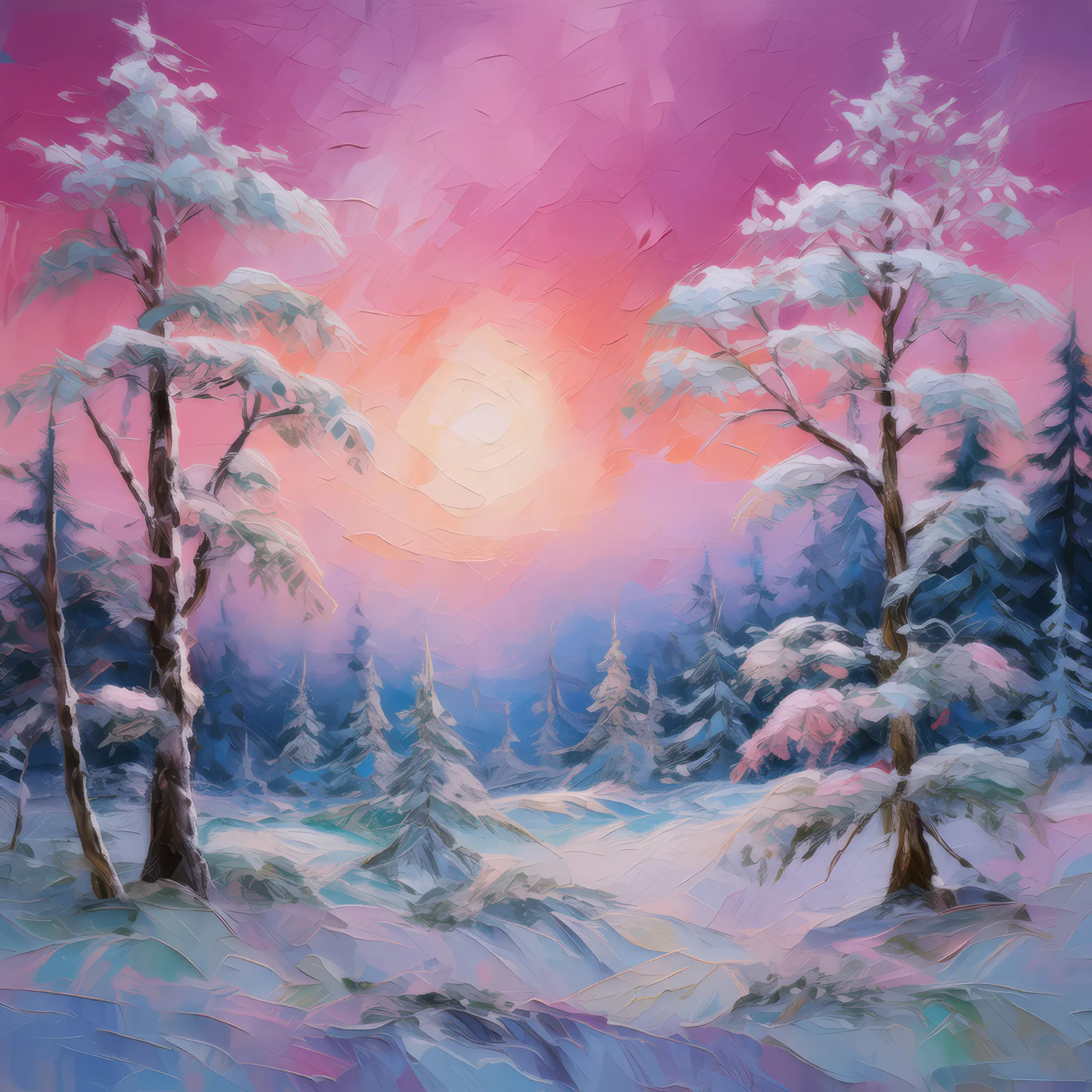 Painting: Icy Forest Dawn