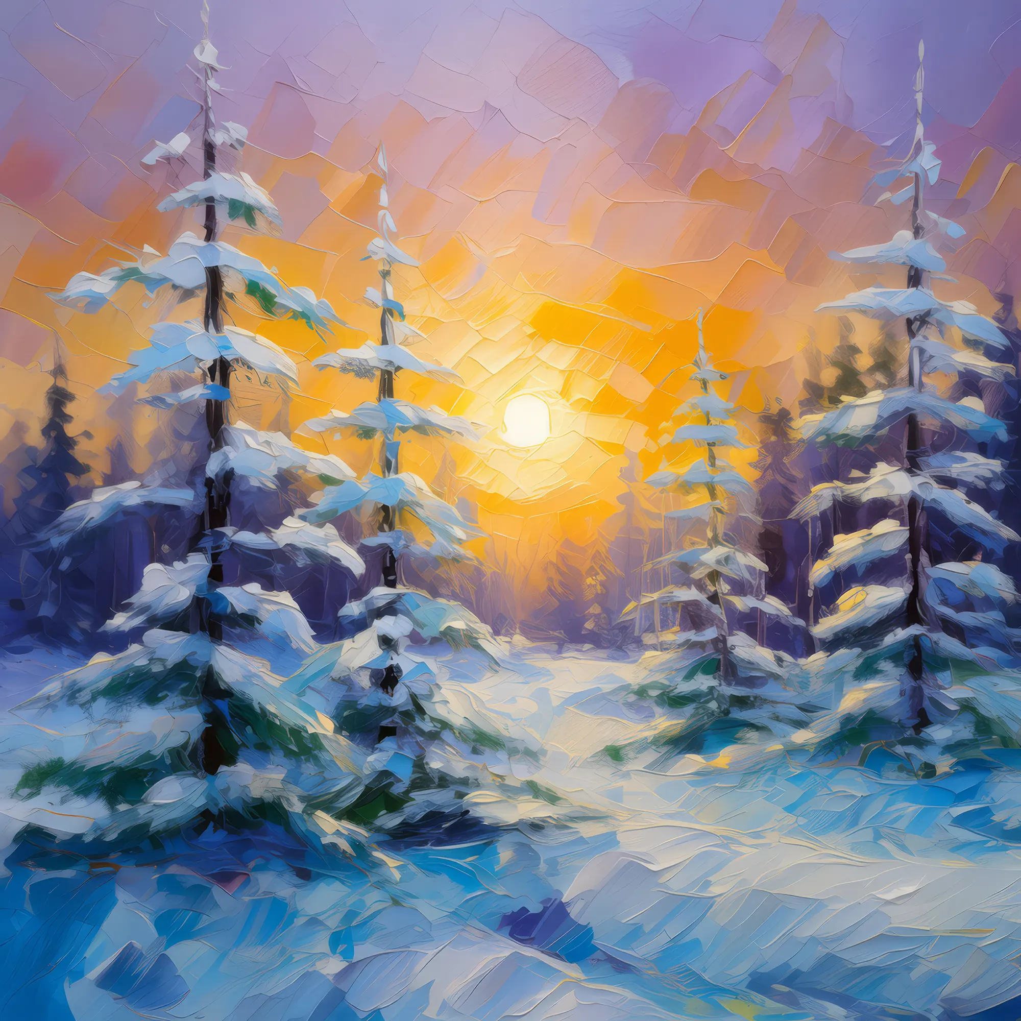 Painting: Icy Forest Sunrise