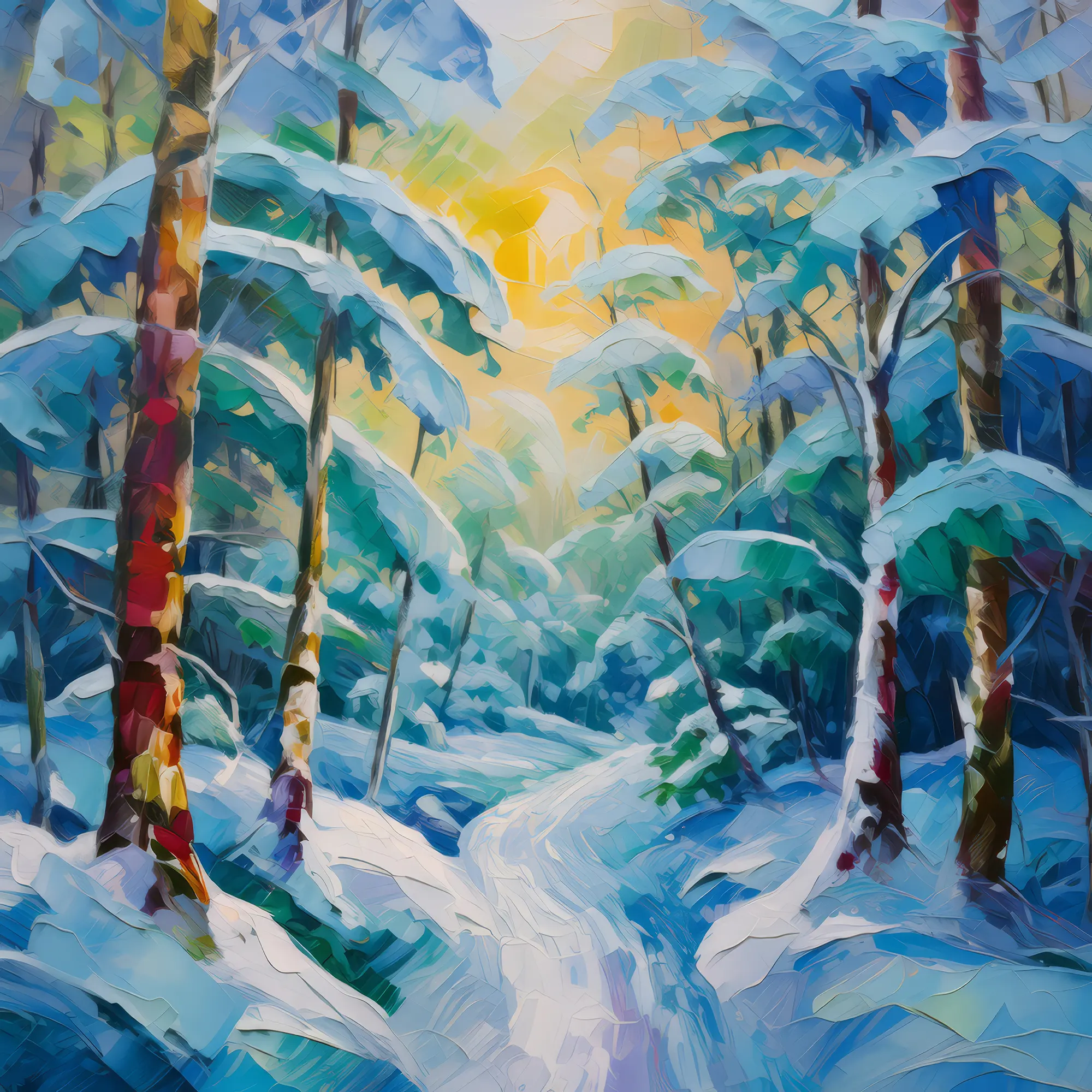 Painting: Icy Forest Trail