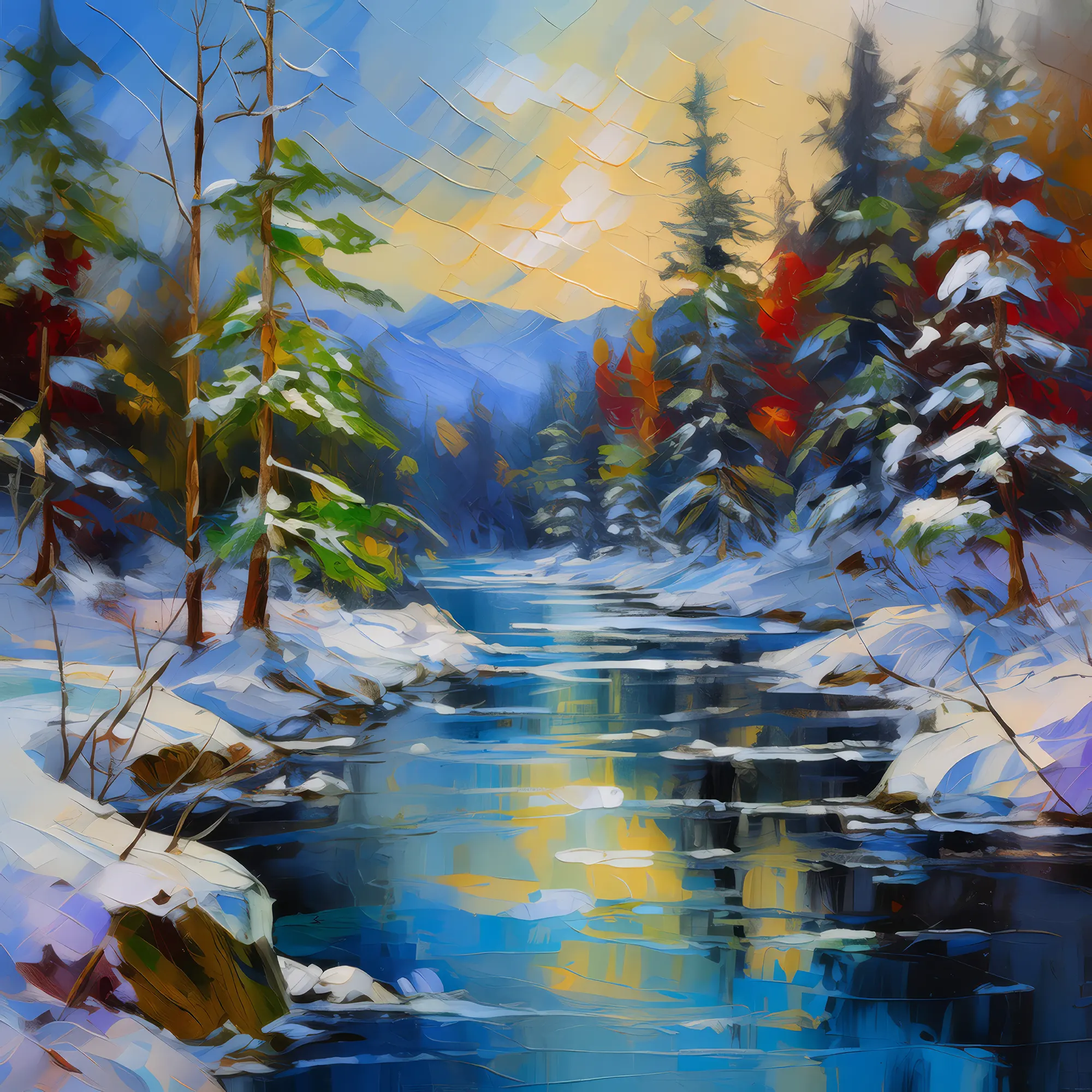 Painting: Icy River Crossing