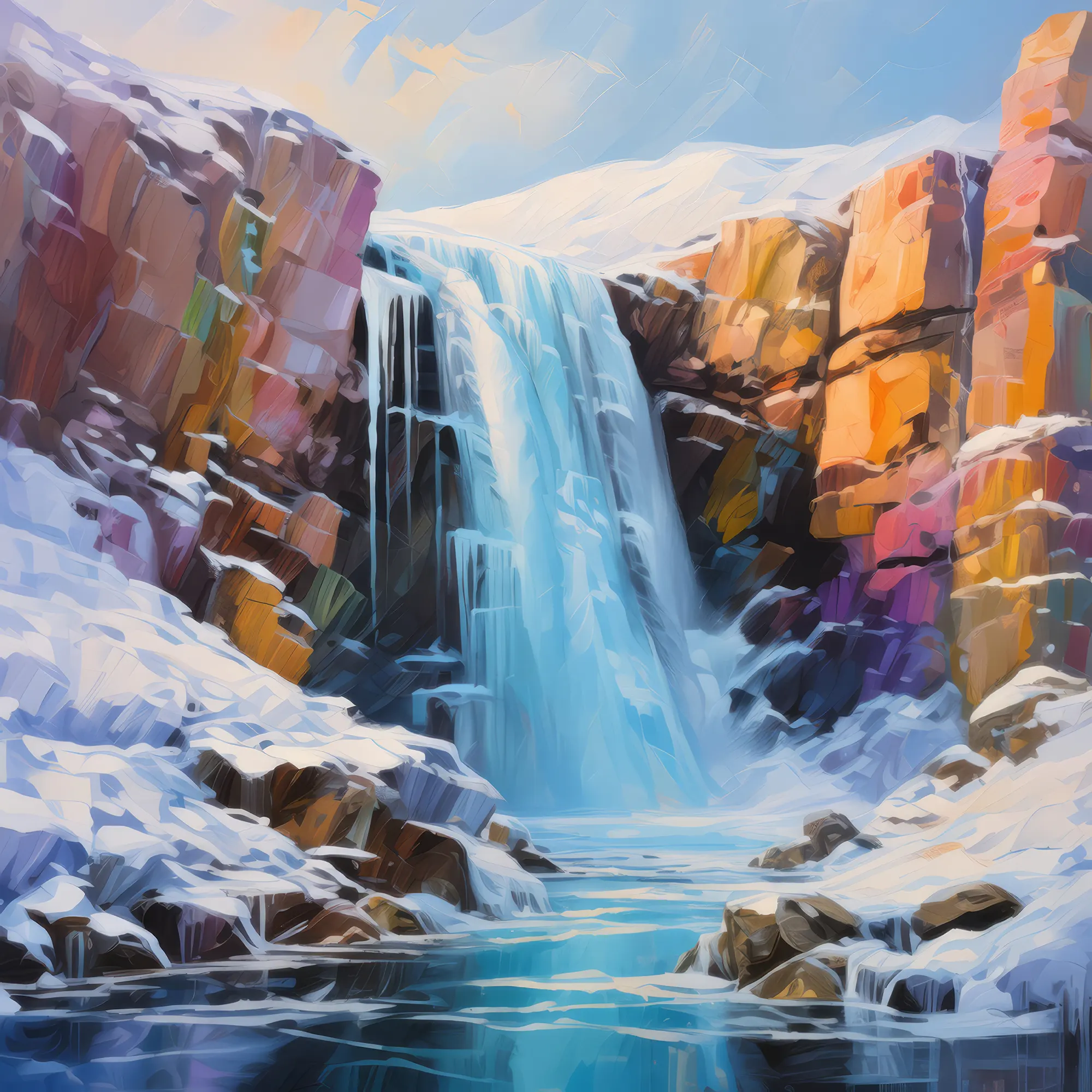 Painting: Icy Tundra Waterfall