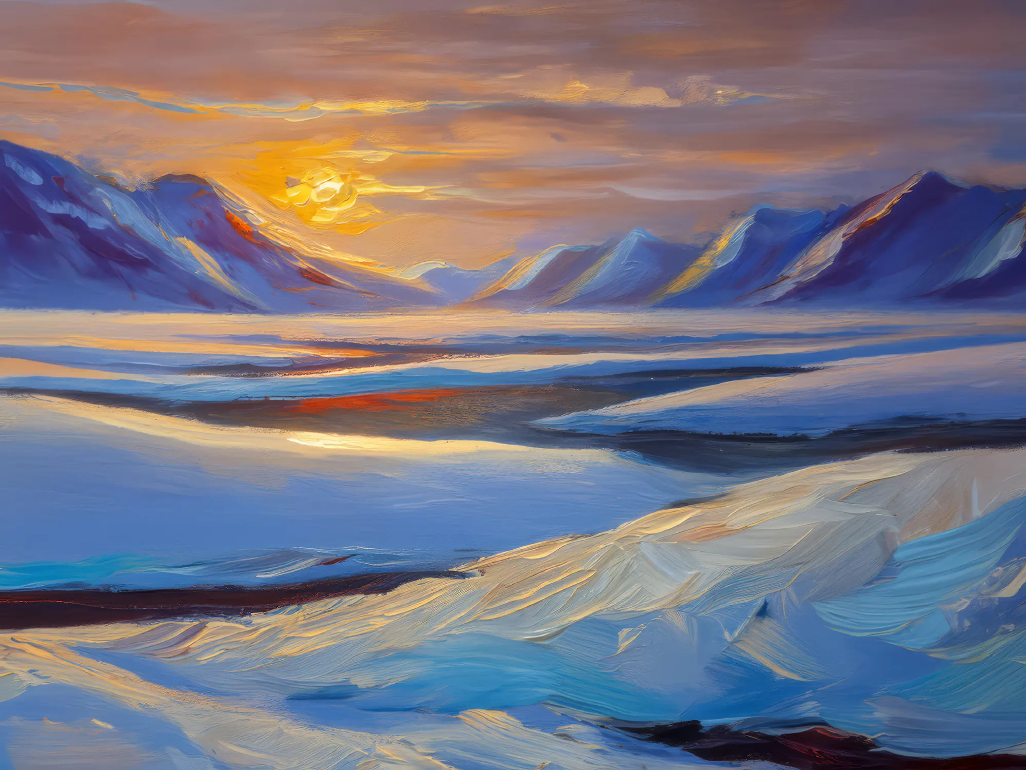 Painting: Icy Tundra at Dusk