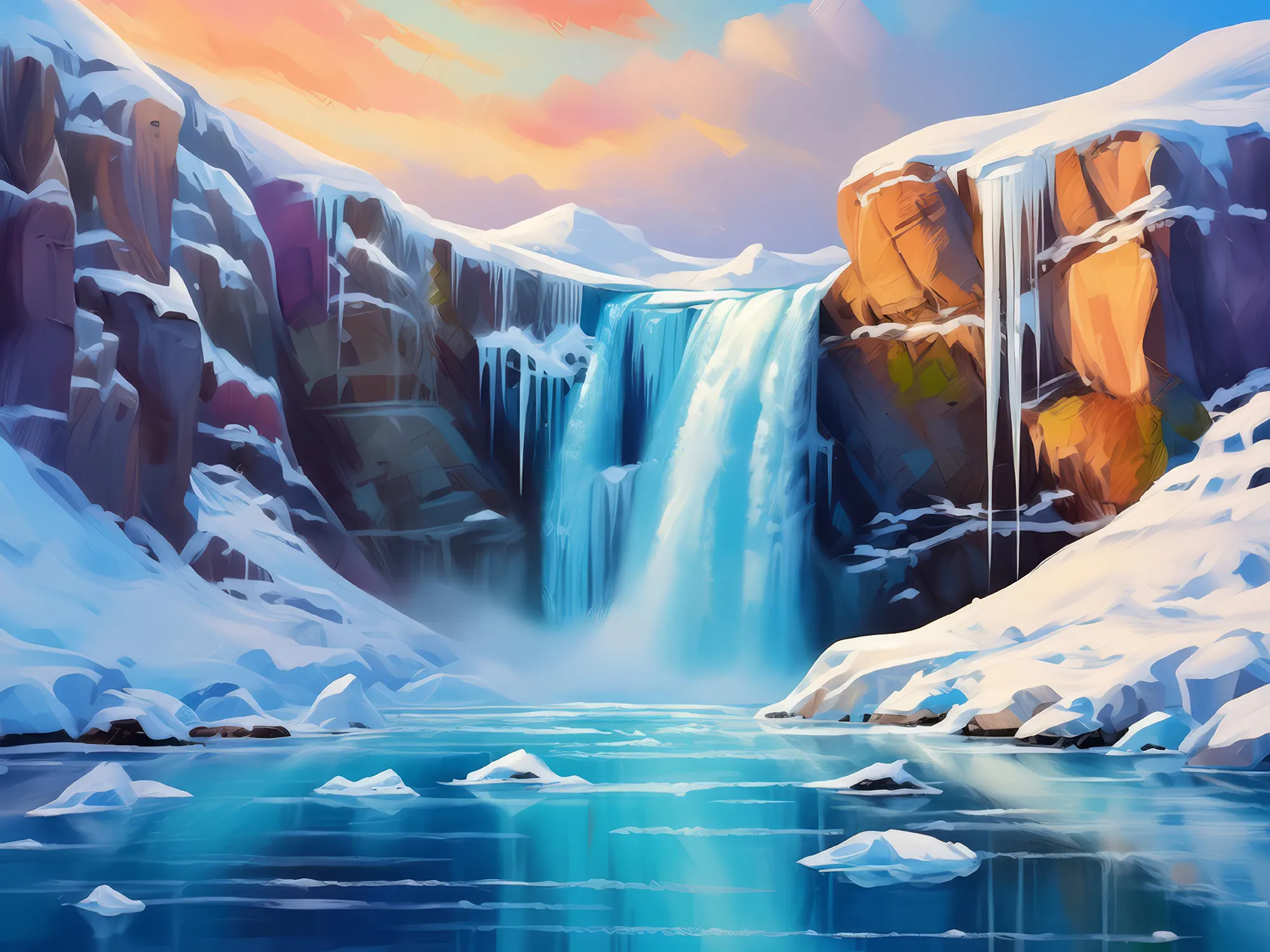 Painting: Icy Waterfall