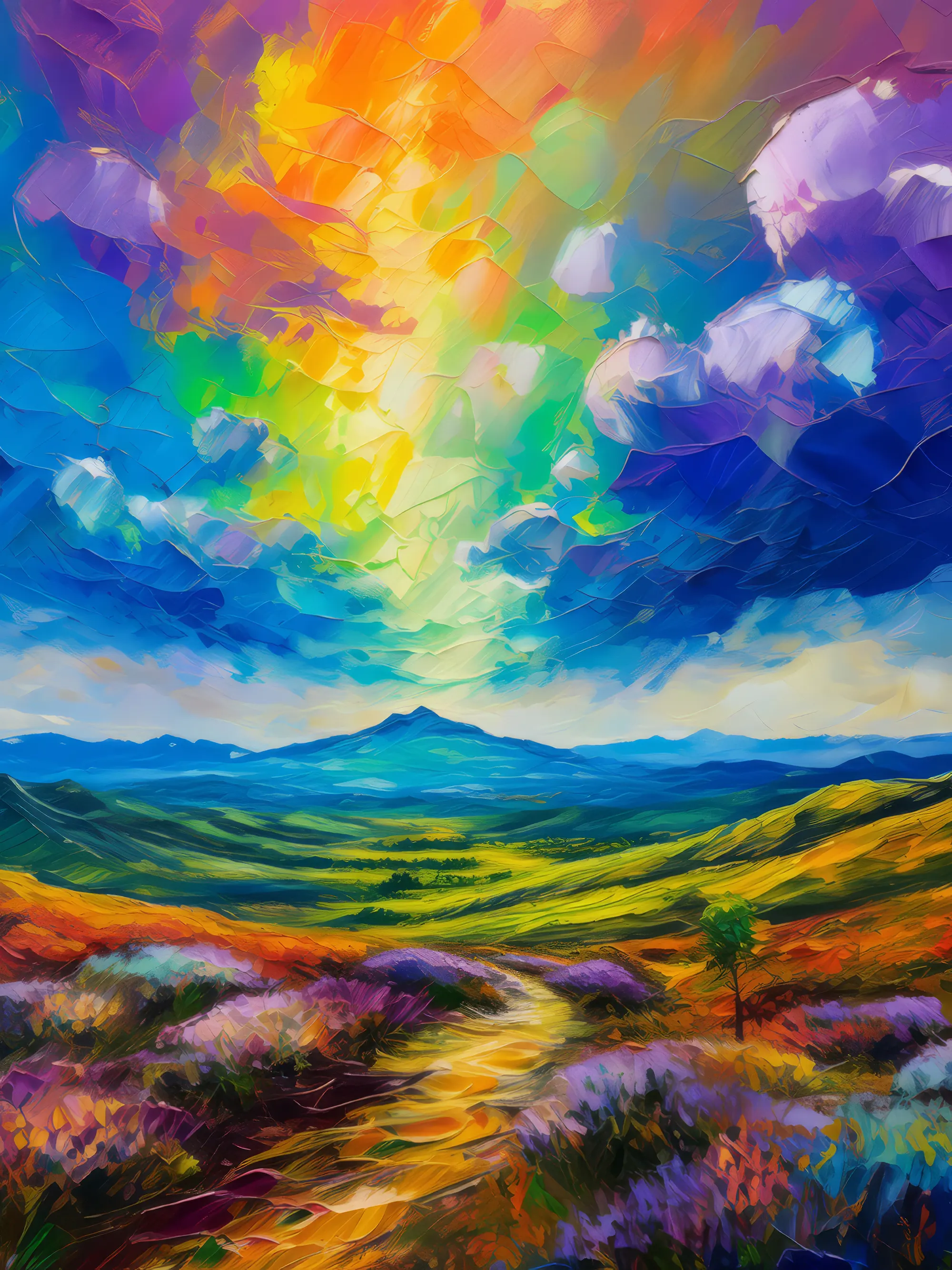 Painting: Iridescent Plateau Clouds