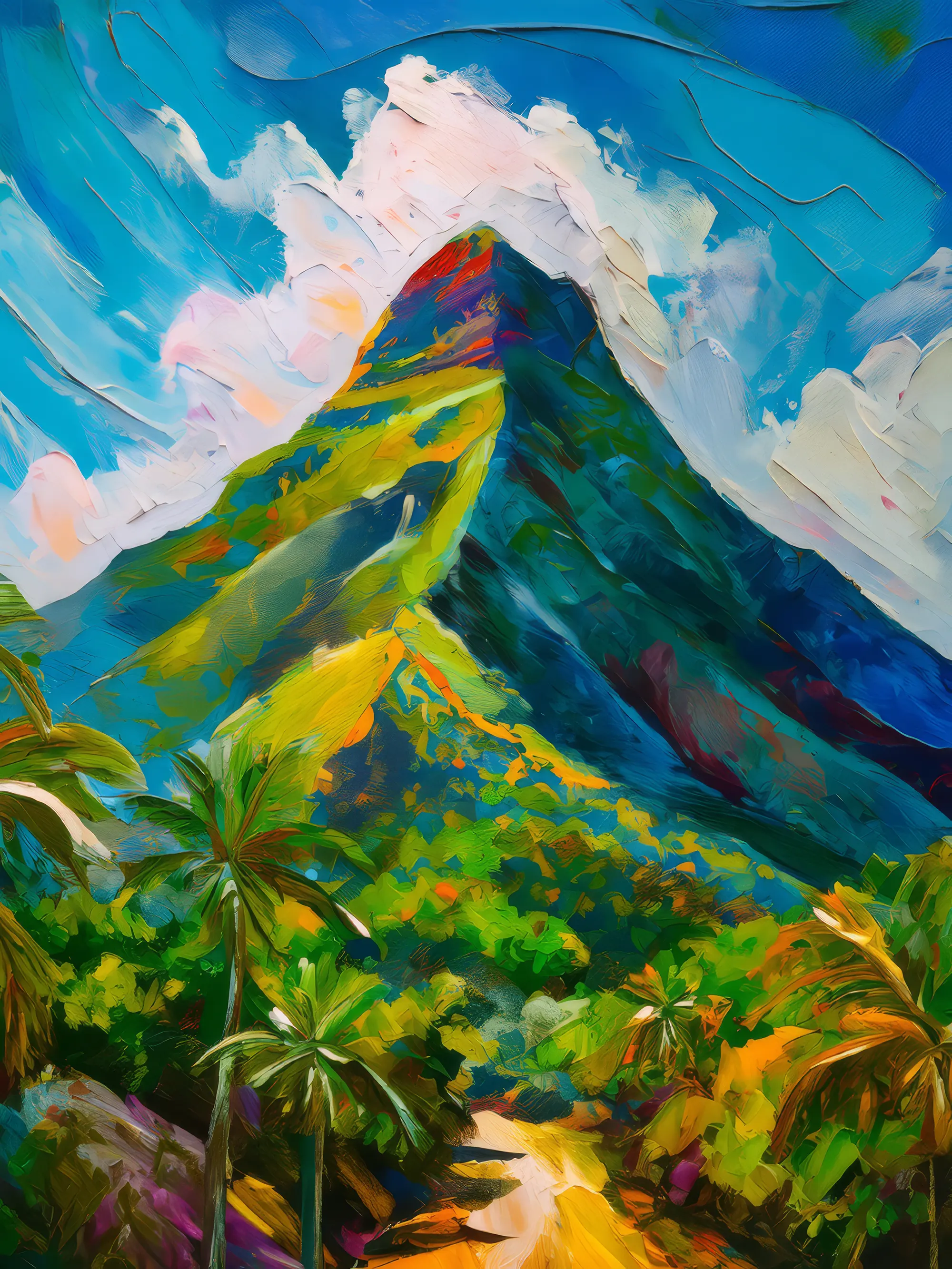 Painting: Isolated Tropical Mountain Peak
