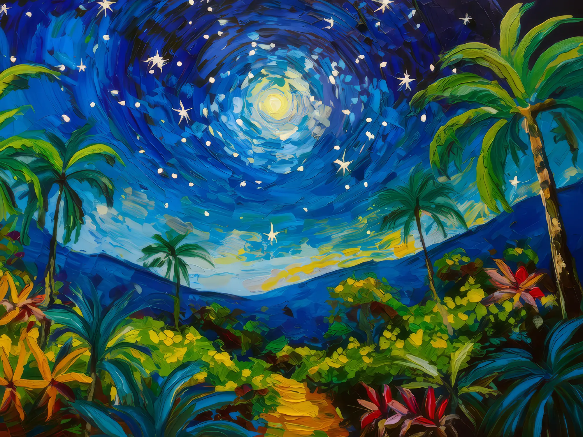 Painting: Jungle Canopy Starry Night