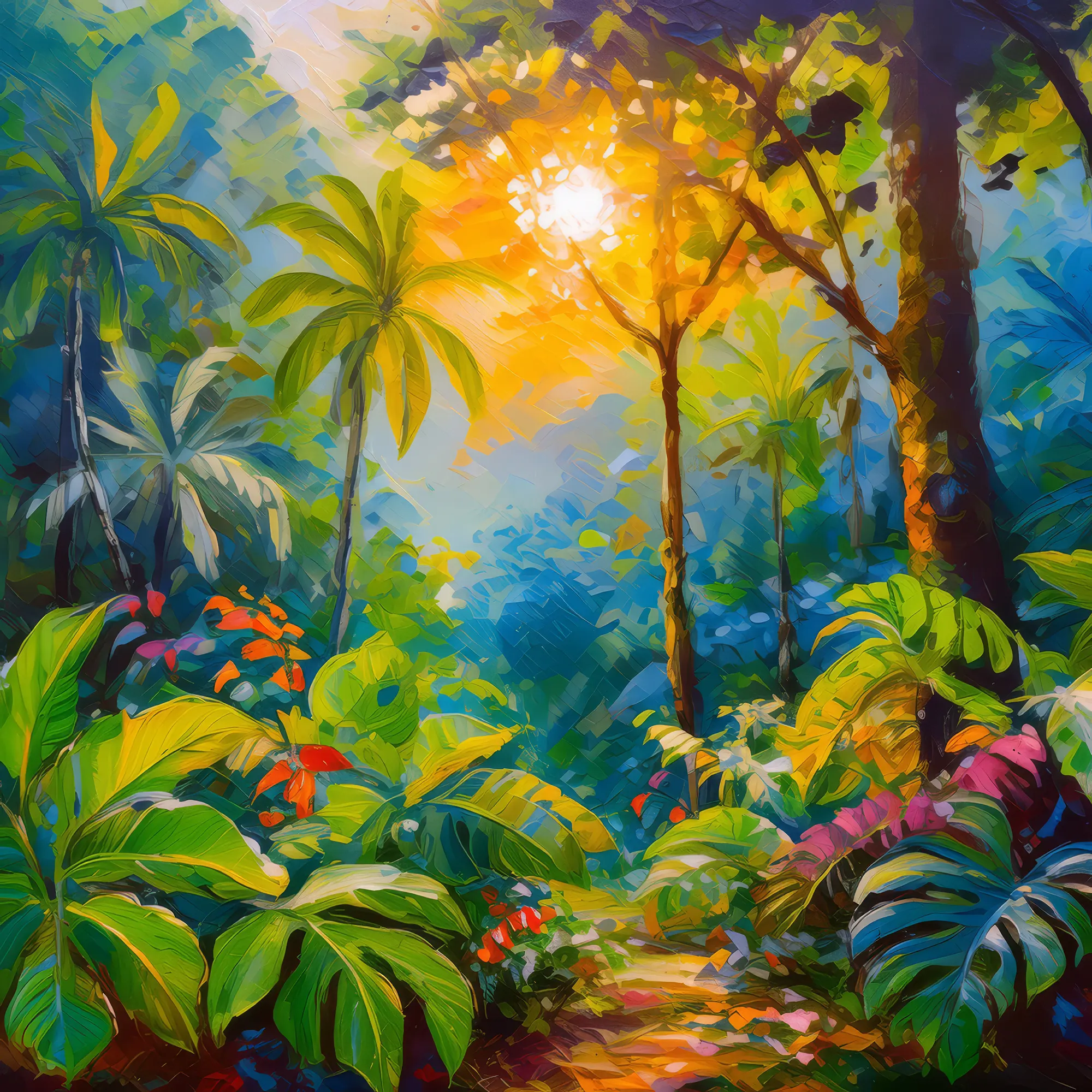 Painting: Jungle Canopy Sunrise Glow