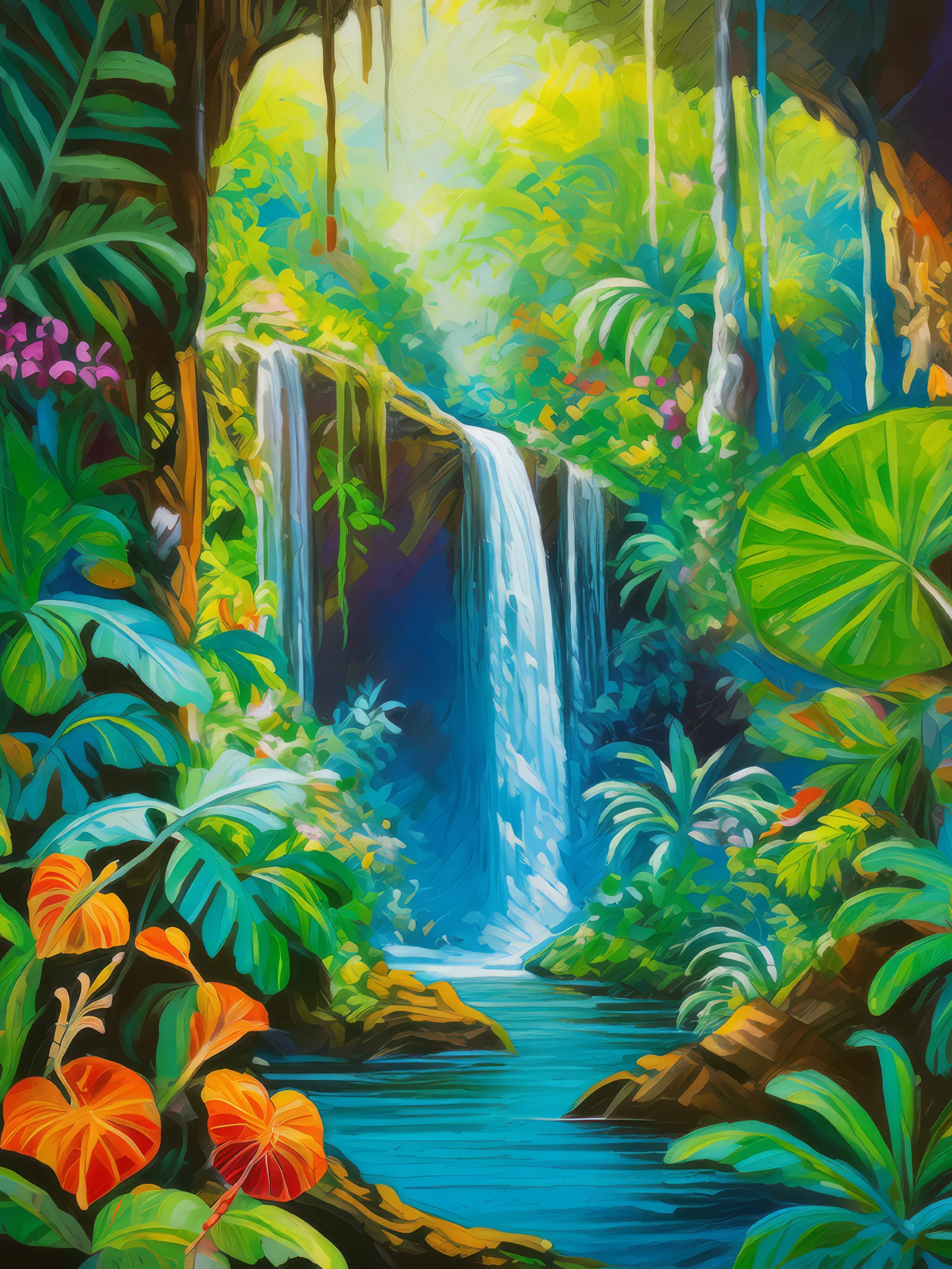 Painting: Jungle Waterfall Grotto