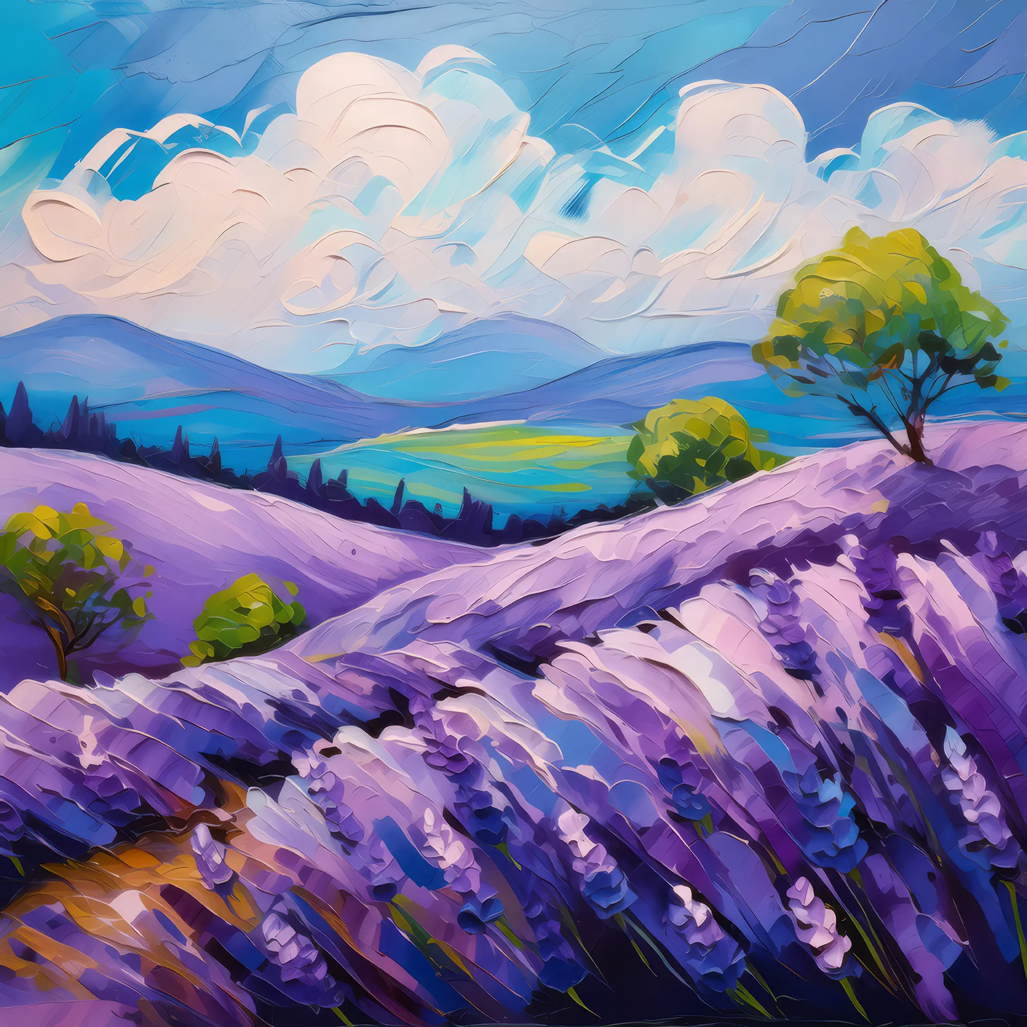 Painting: Knoll Lavender Field