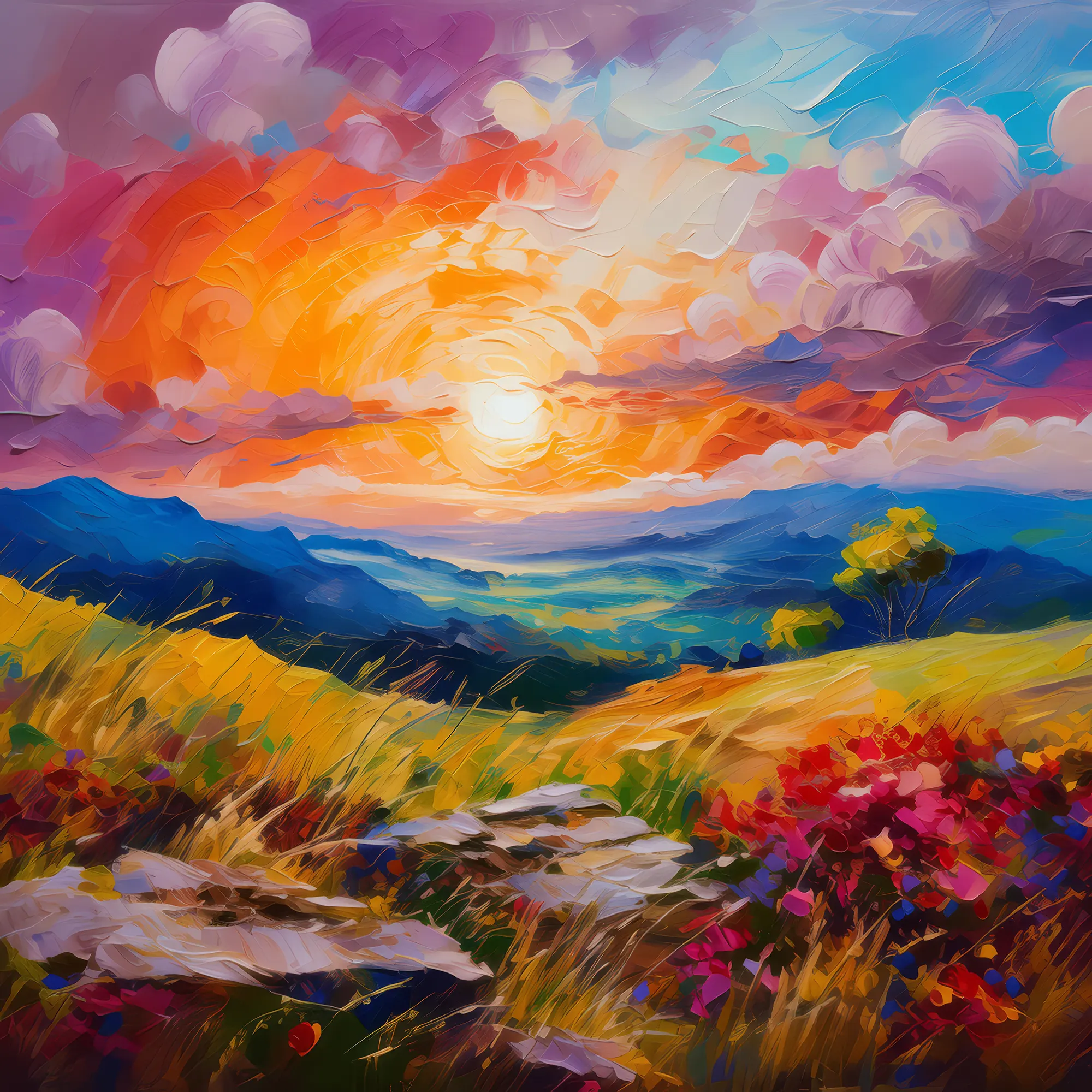 Painting: Knoll Sunset Painting