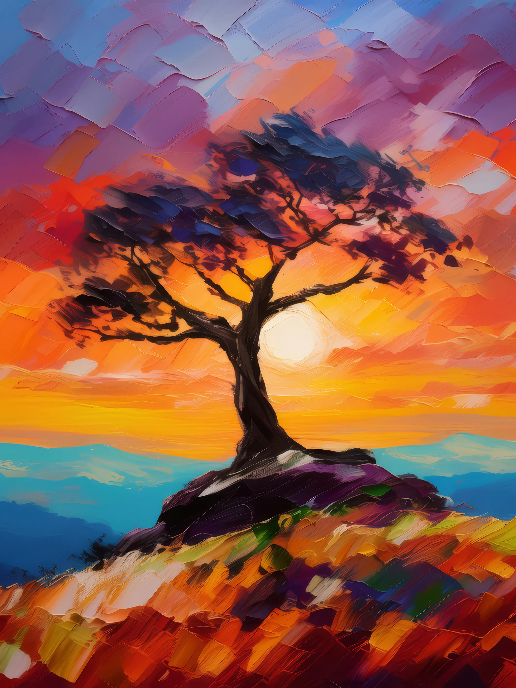 Painting: Knoll Sunset Silhouette