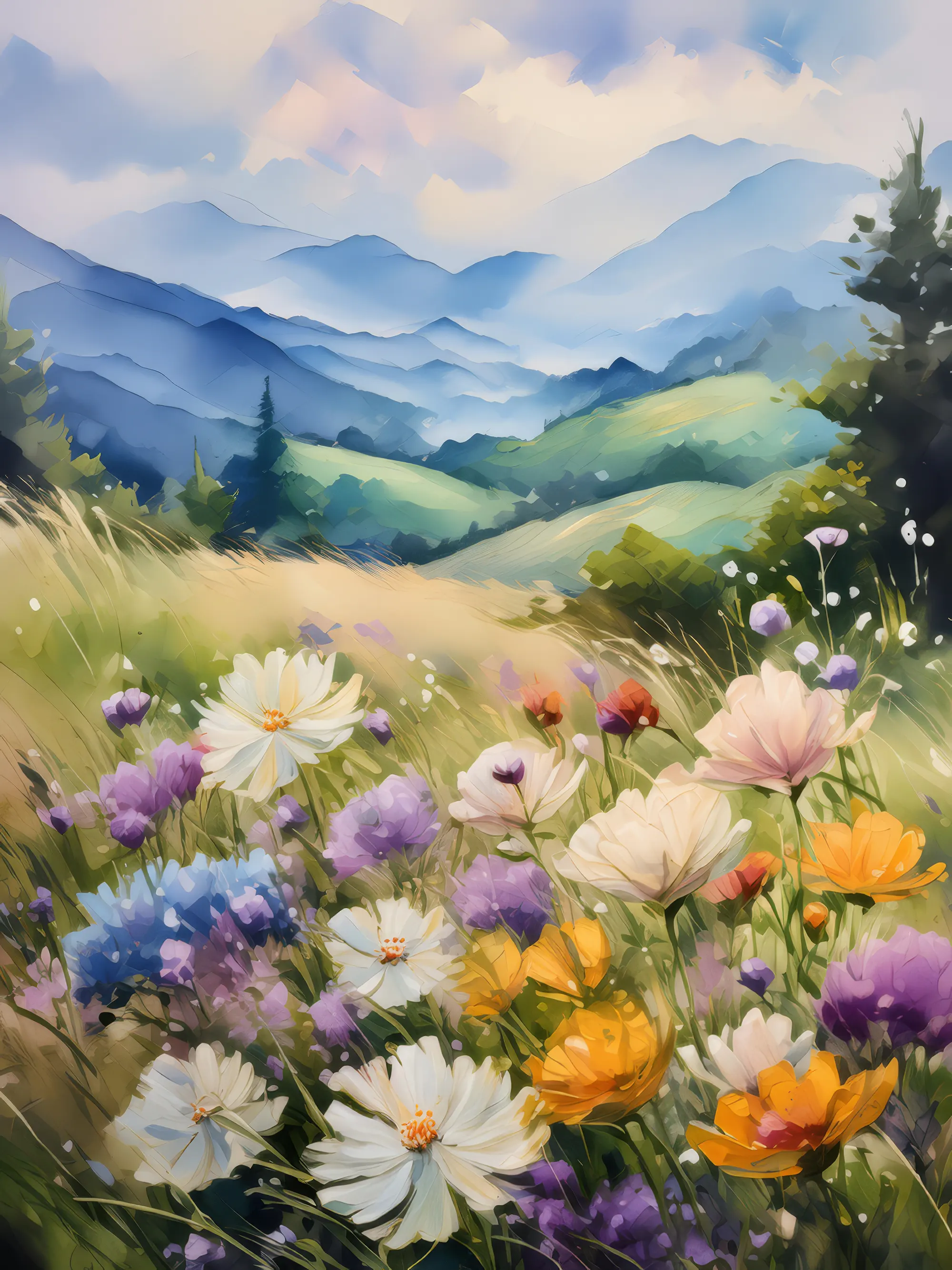 Painting: Knoll Wildflower Watercolor