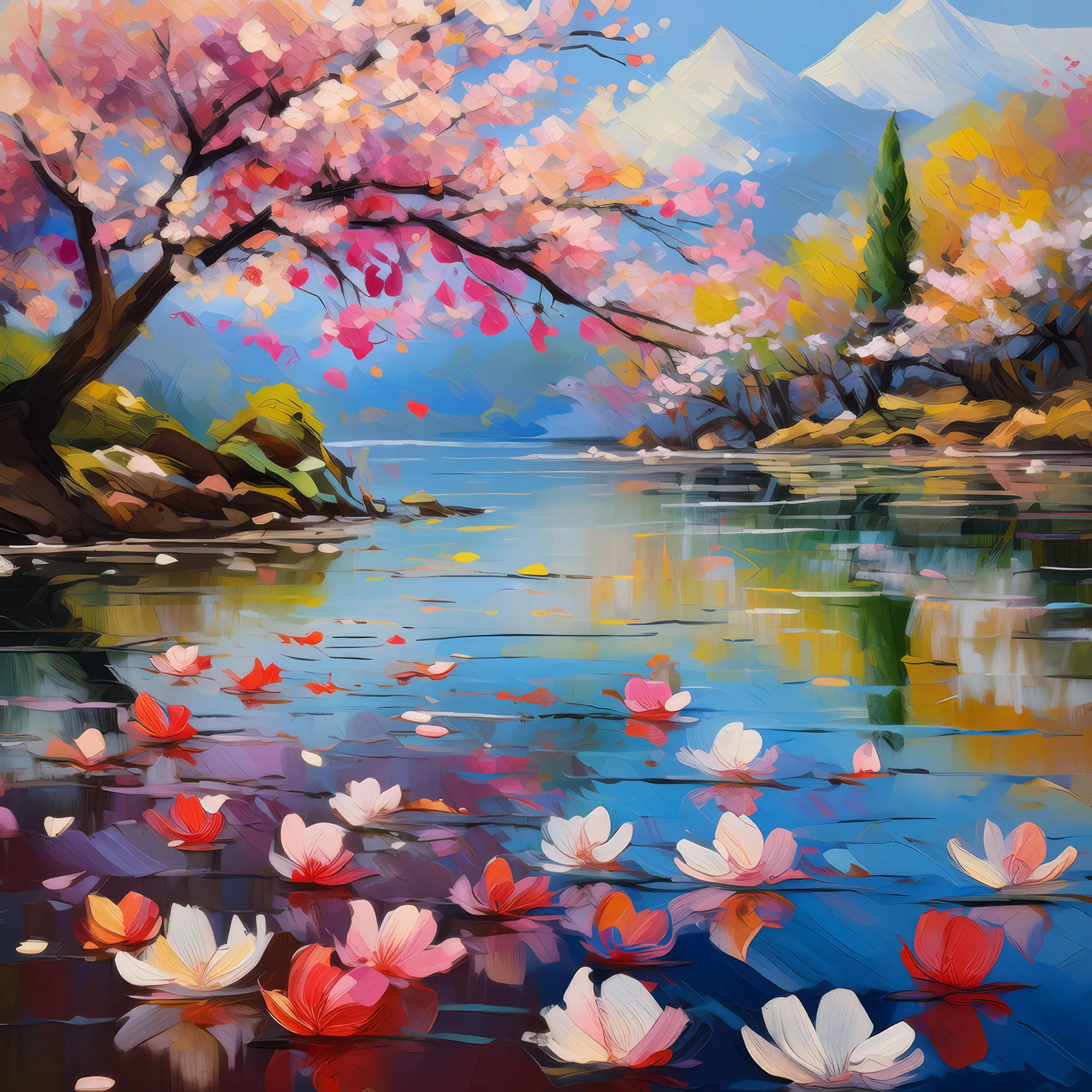 Painting: Lake of Floating Cherry Blossoms