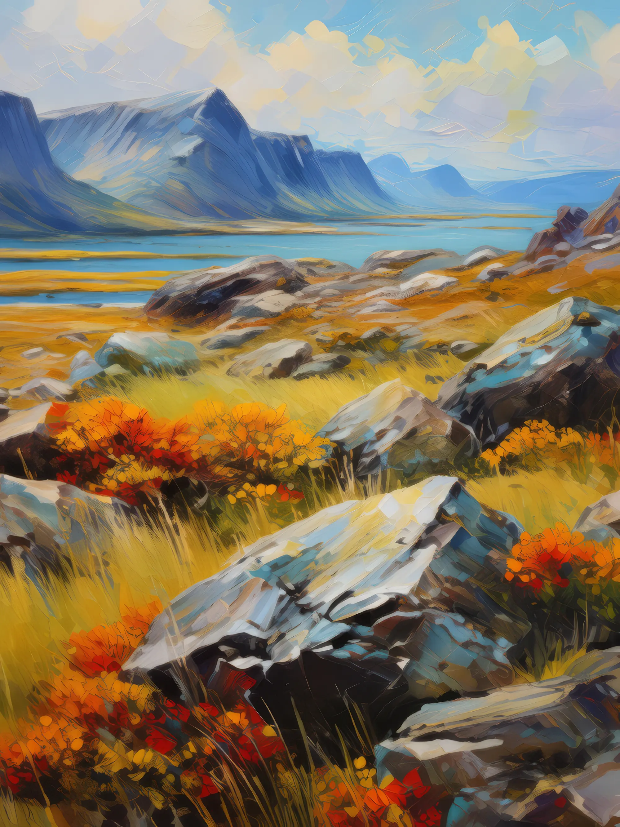 Painting: Lichen-Covered Rocks Tundra