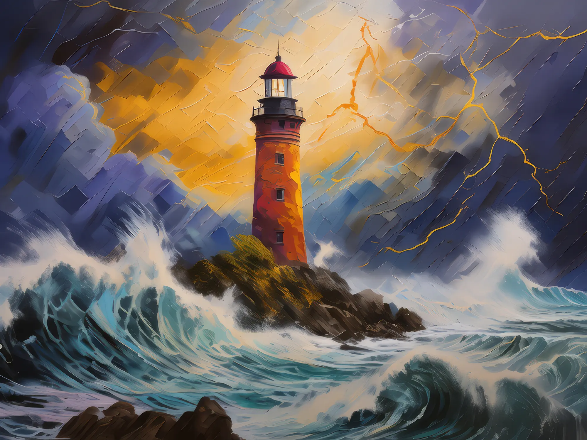 Painting: Lighthouse Storm