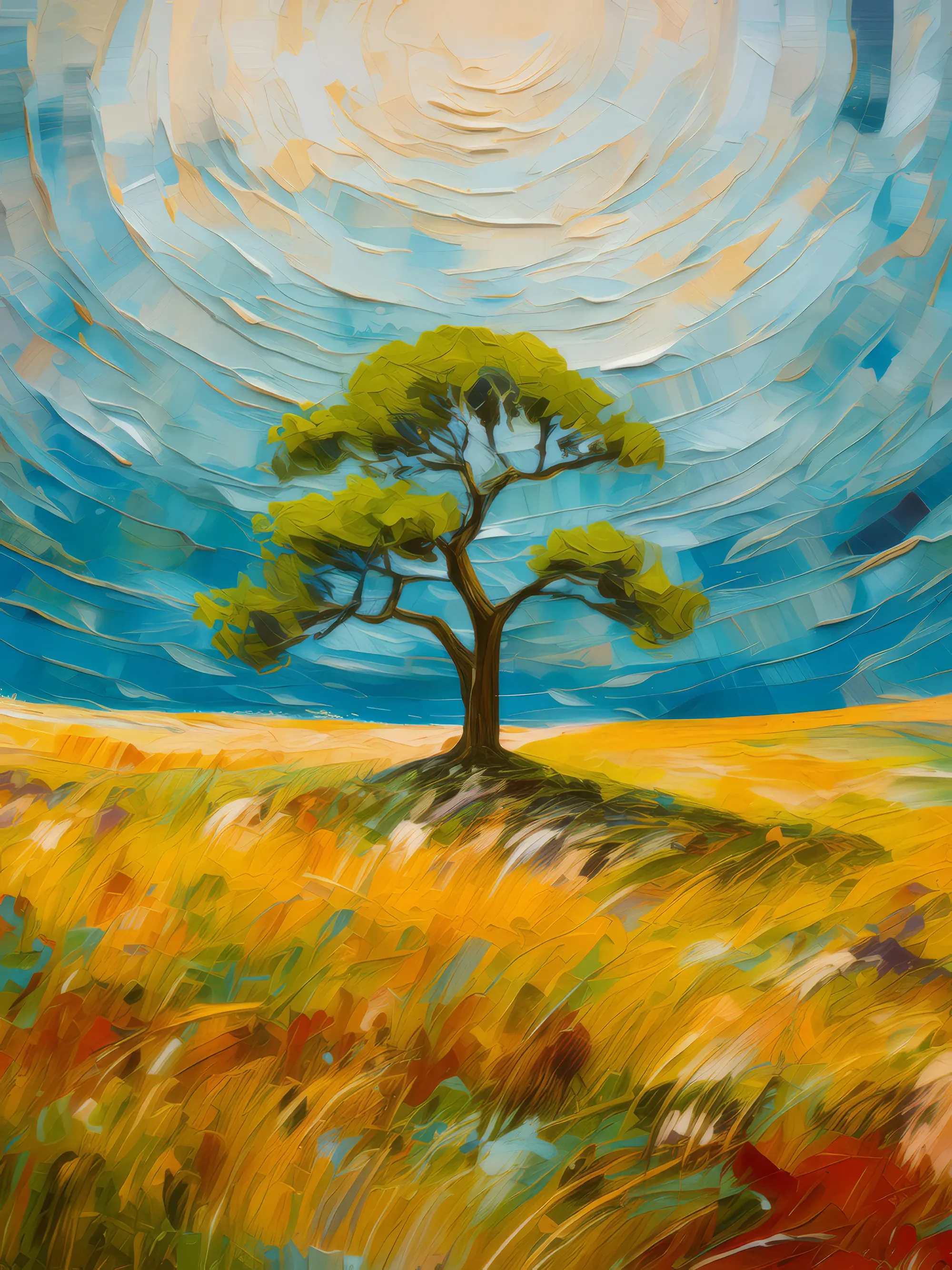 Painting: Lone Tree in Grassland