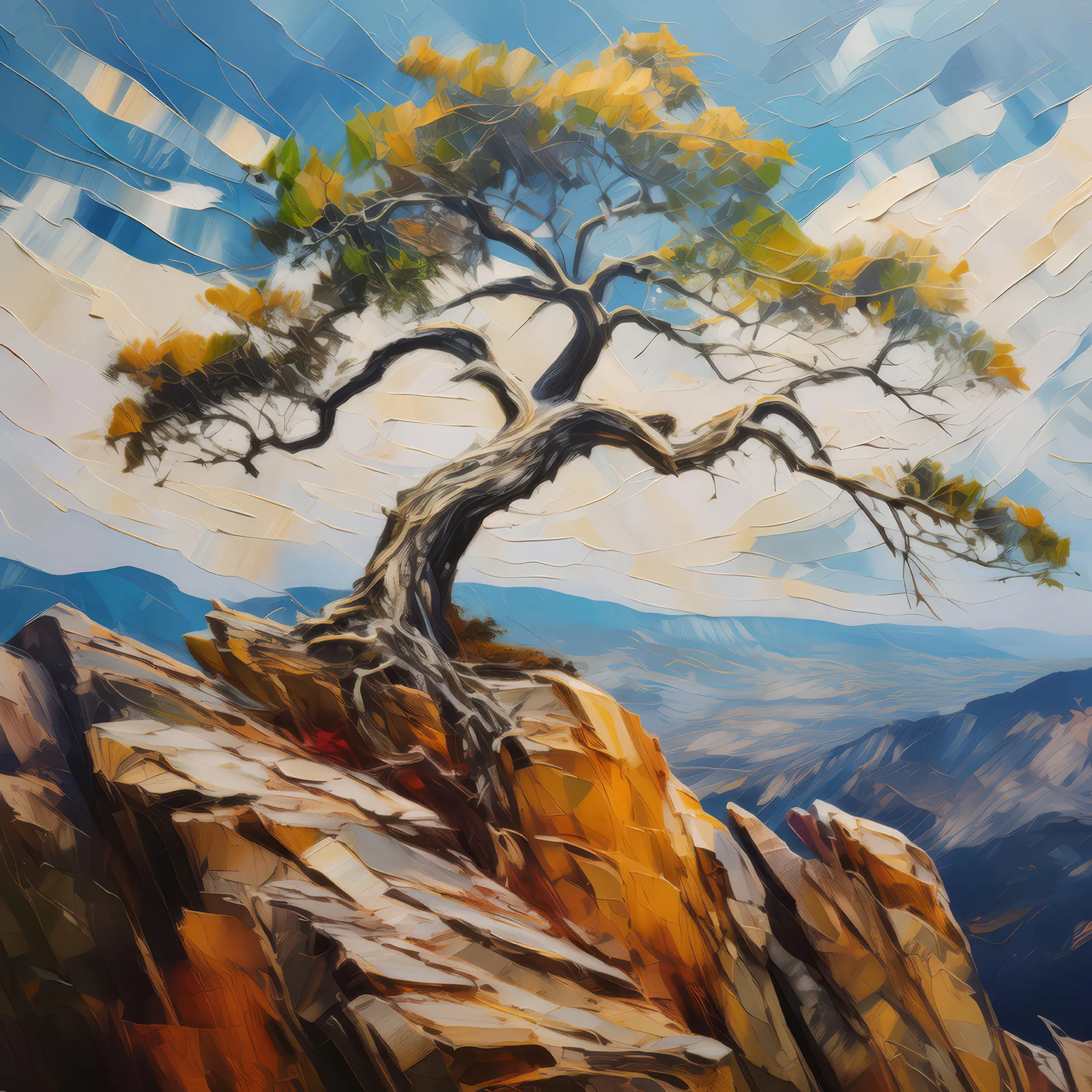 Painting: Lone Tree on Crag