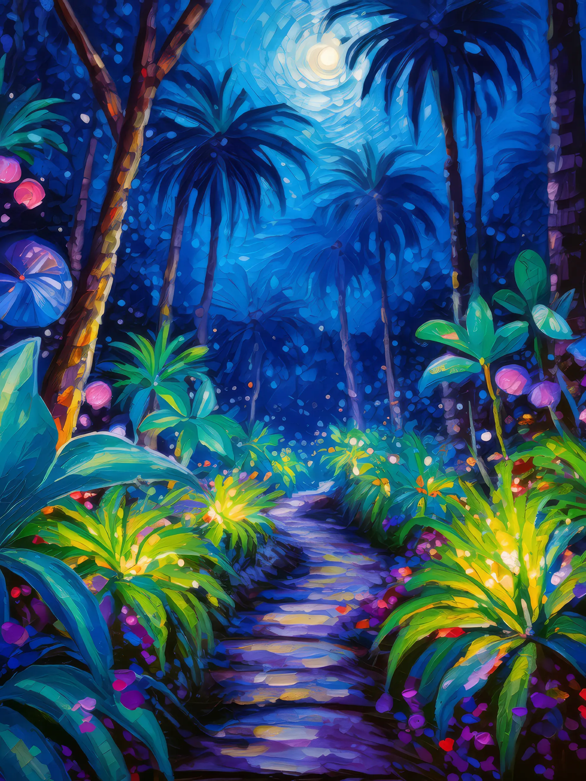 Painting: Luminous Jungle Night