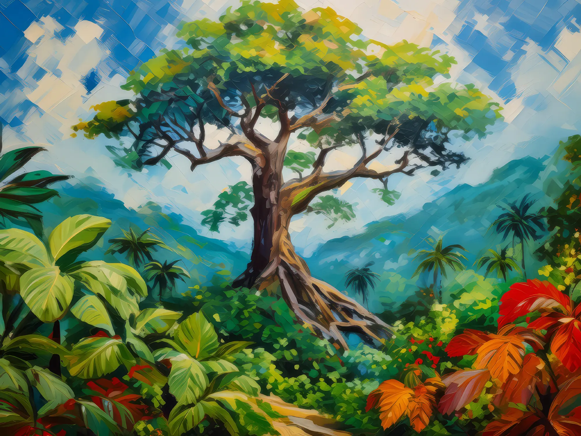 Painting: Majestic Jungle Tree Tower