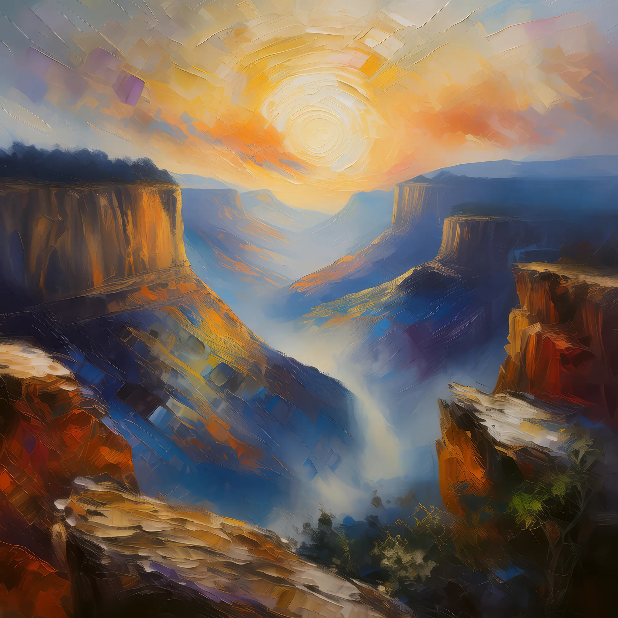 Painting: Melodic Mists in Craggy Canyons