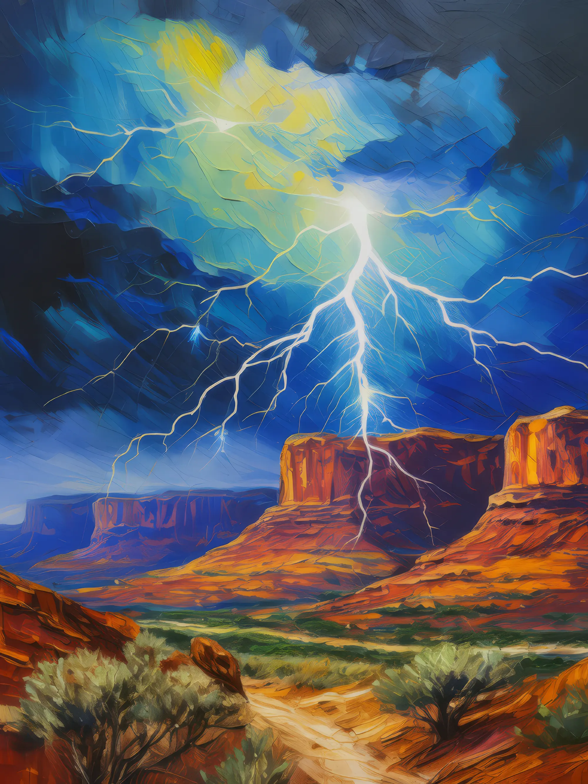 Painting: Mesa and Lightning Storm