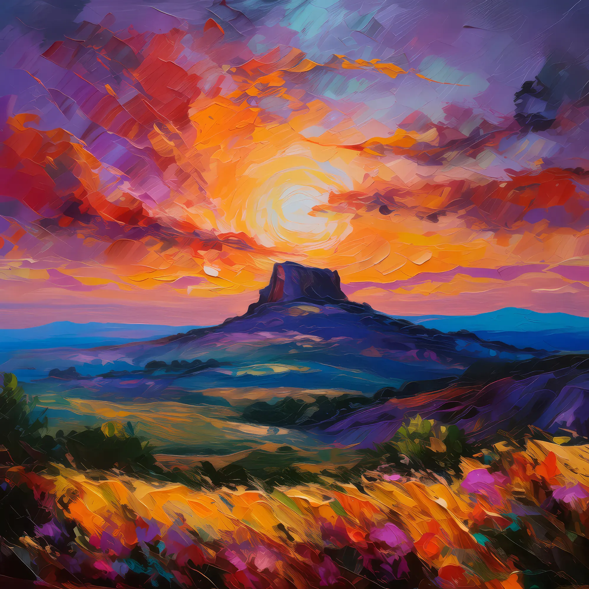 Painting: Mesa and Painted Sky