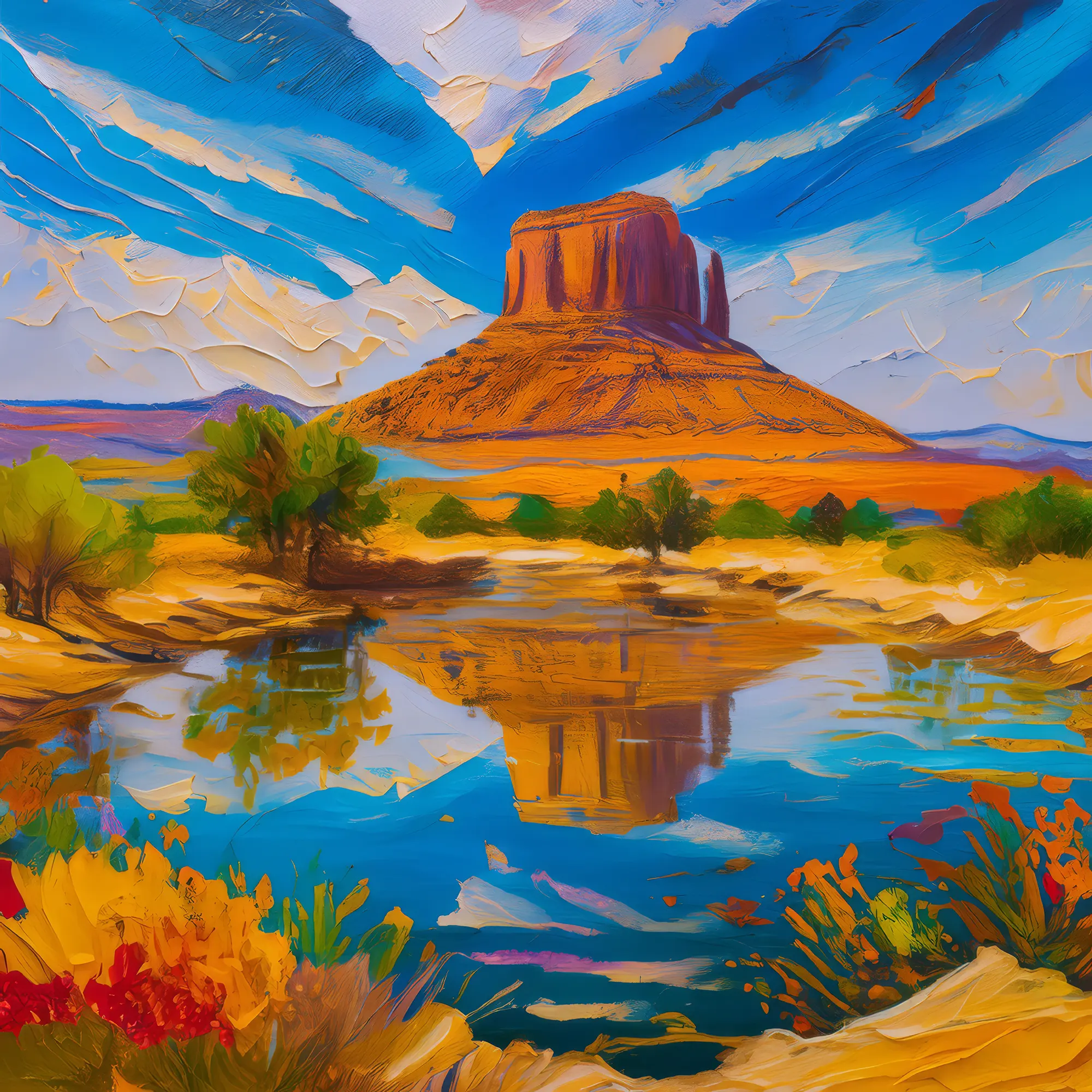 Painting: Mesa and Reflection Pond