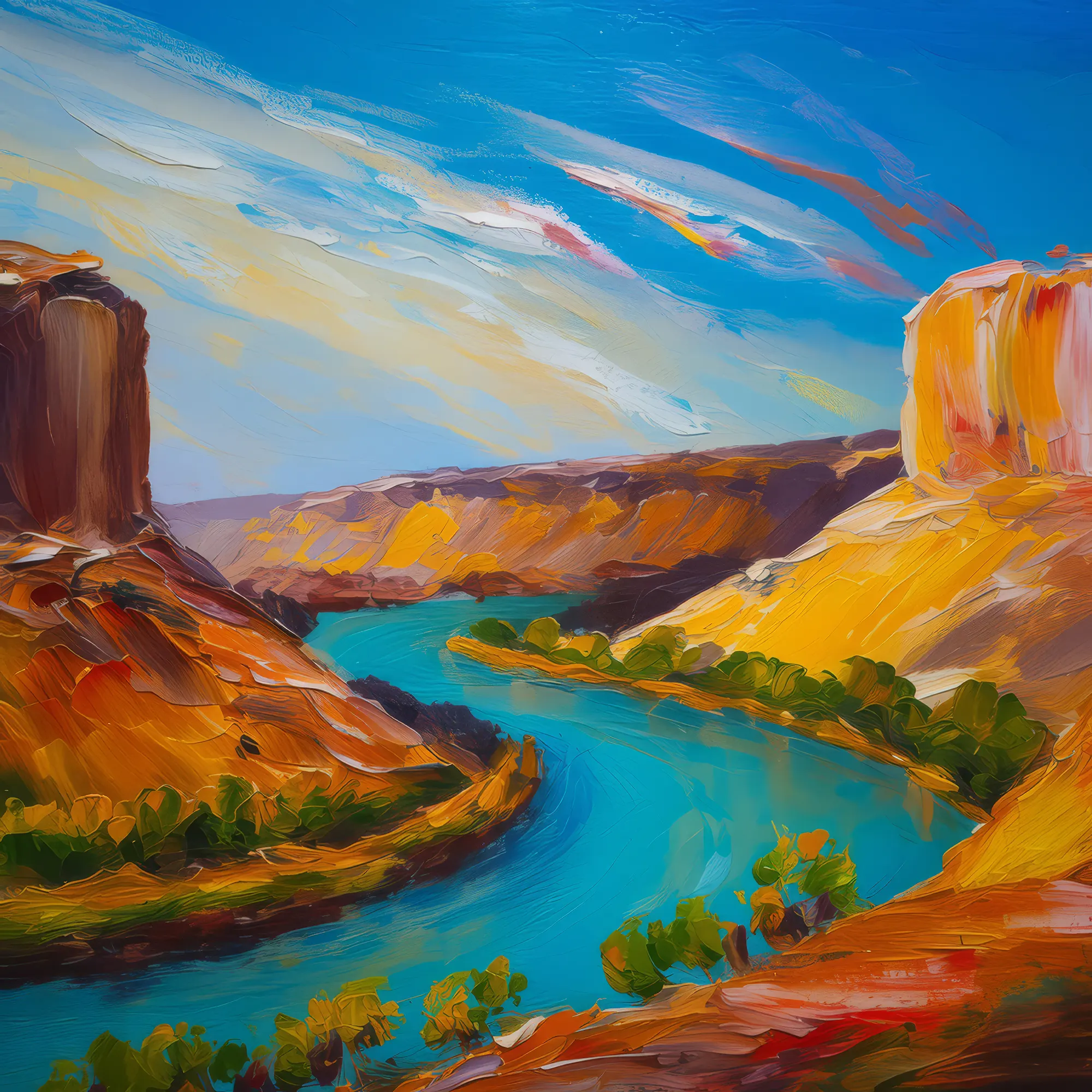 Painting: Mesa and River Bend