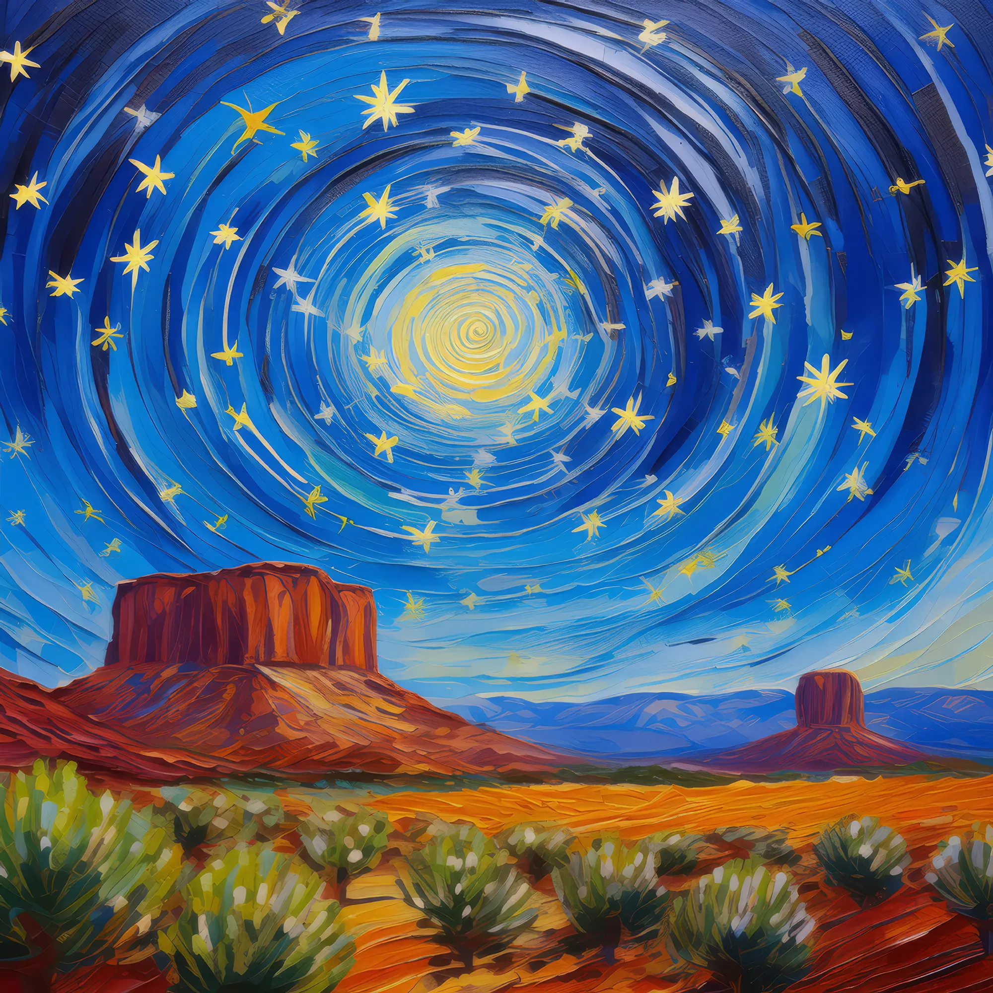 Painting: Mesa and Star Trails