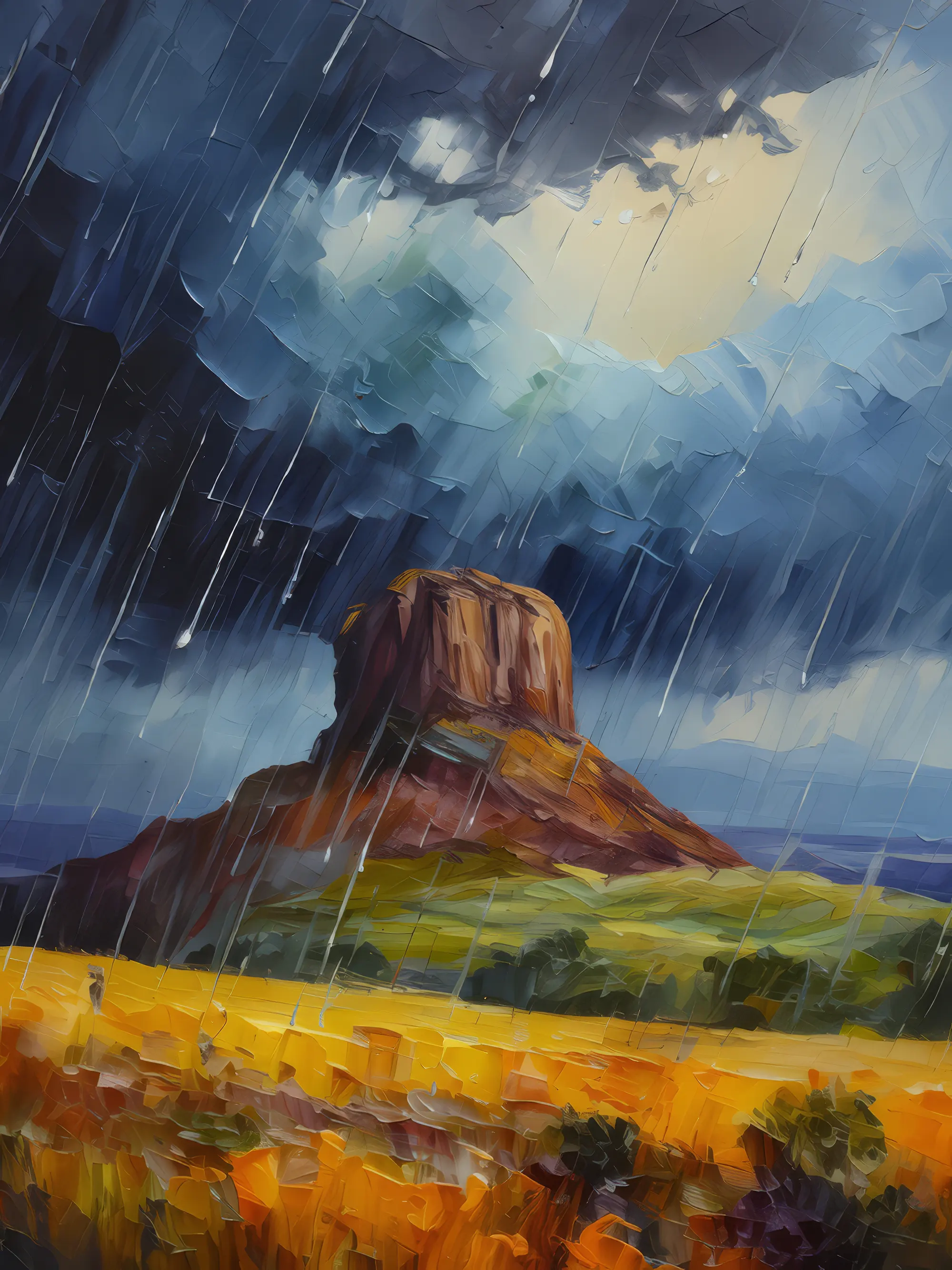 Painting: Mesa in the Rain