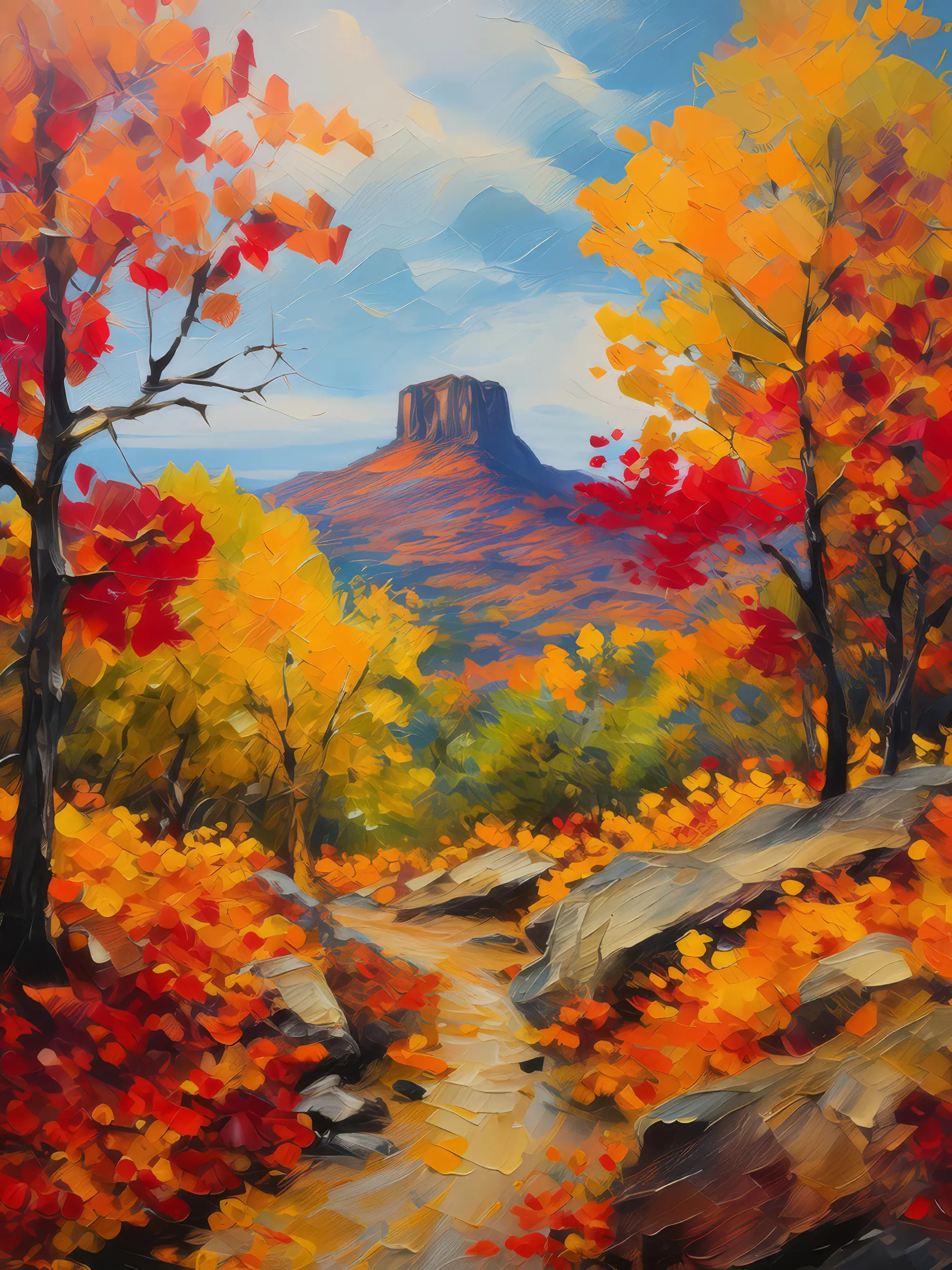 Painting: Mesa with Autumn Leaves