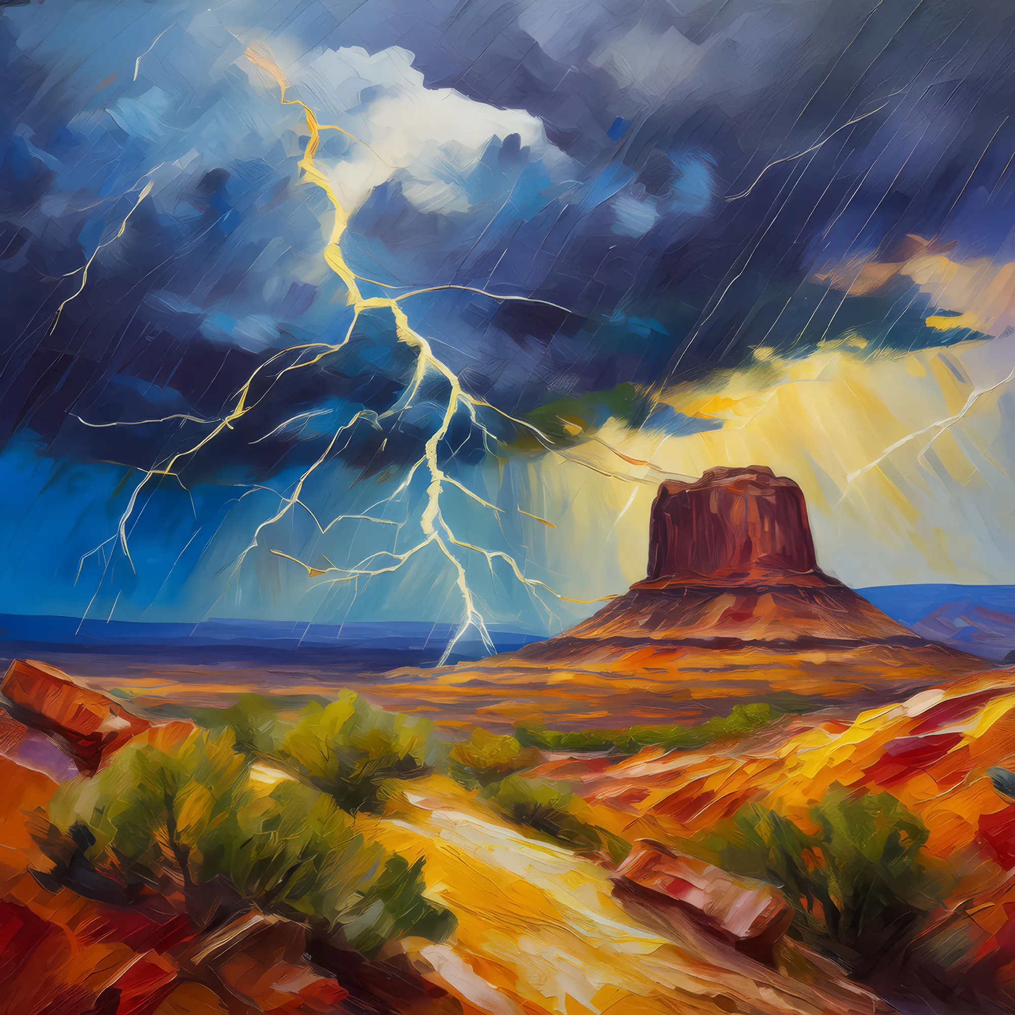 Painting: Mesa with Desert Storm