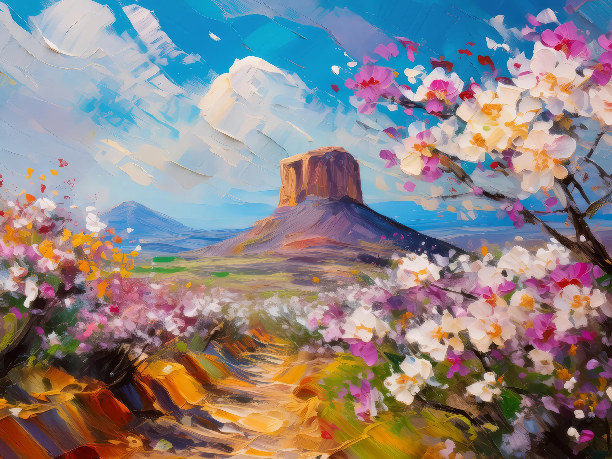 Painting: Mesa with Spring Blossoms