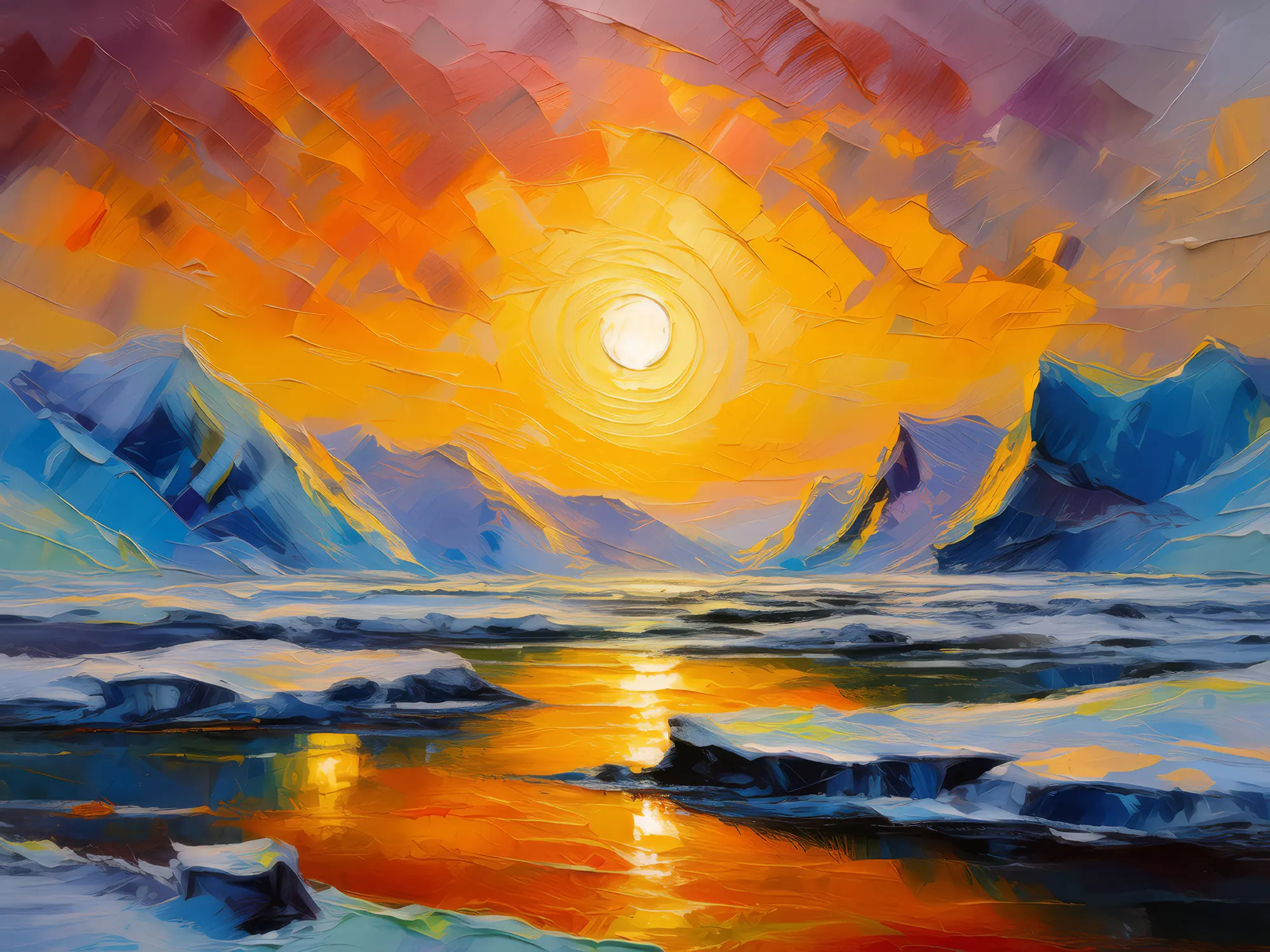 Painting: Midnight Sun in Arctic Desert