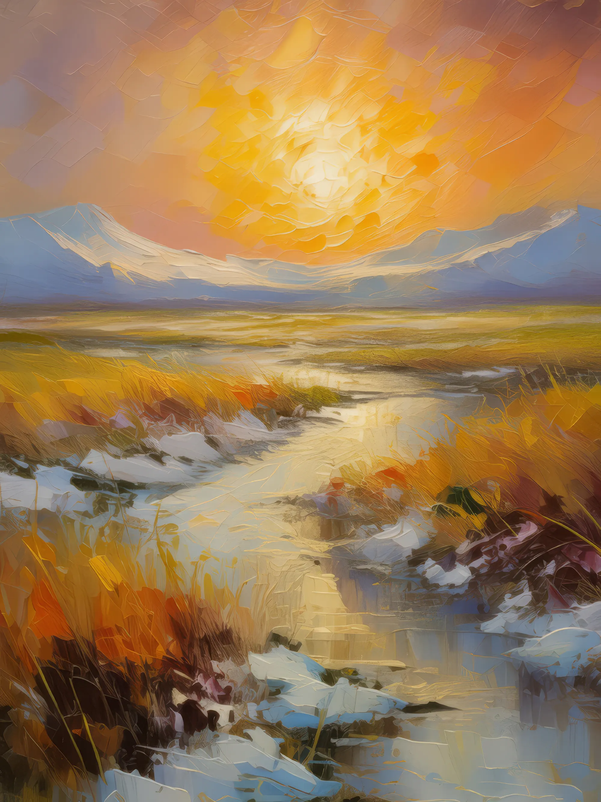 Painting: Midnight Sun in Grassland